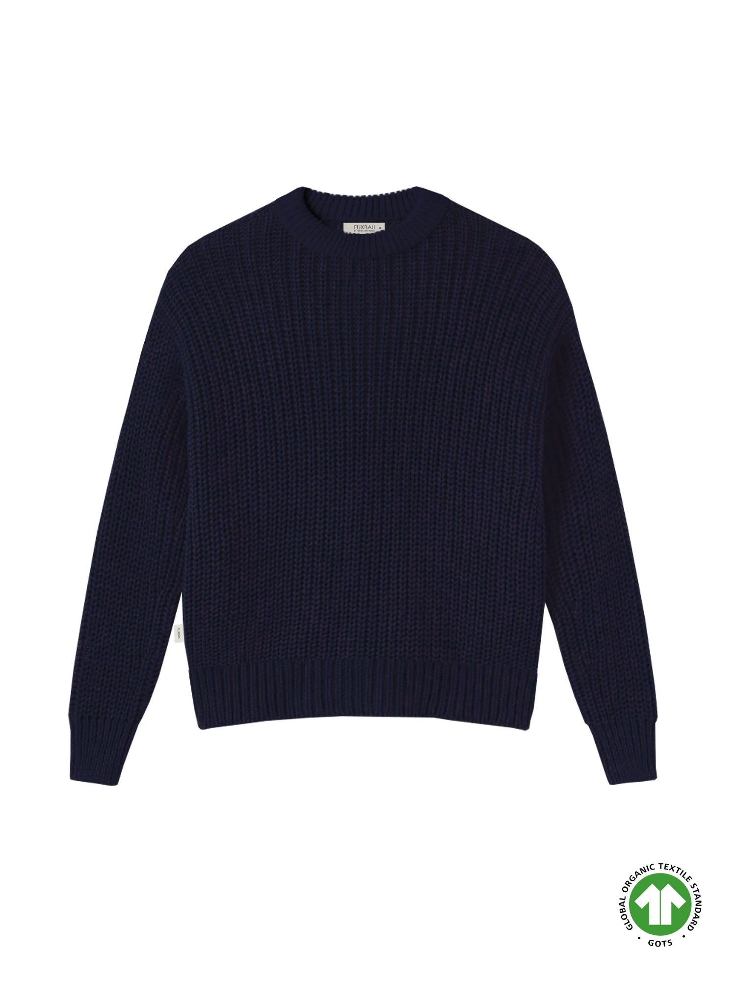 FUXBAU 4Seasons Frauen Strickpullover in navy aus 100% GOTS zertifizierter Biobaumwolle