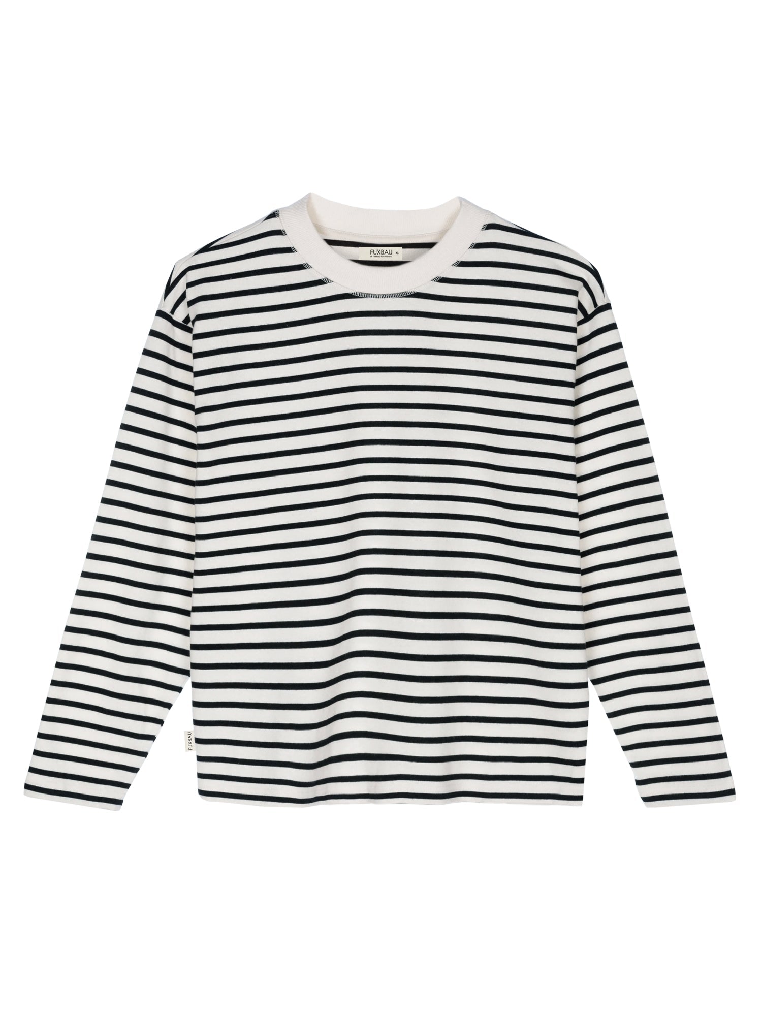 FUXBAU Frauen Longsleeve in creme mit schwarzen STreifen aus 100% GOTS zertifizierter Biobaumwolle und made in Portugal