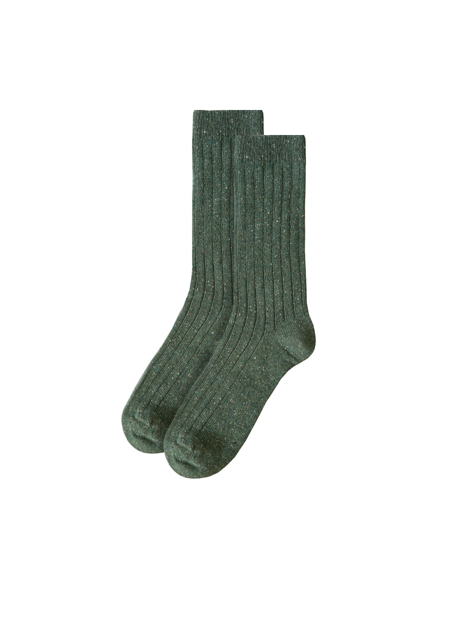 FUXBAU Fair Fashion Socken in grün mit dezenten Neps aus Wolle und unter fairen und nachhaltigen Bedingungen in Portugal hergestellt.