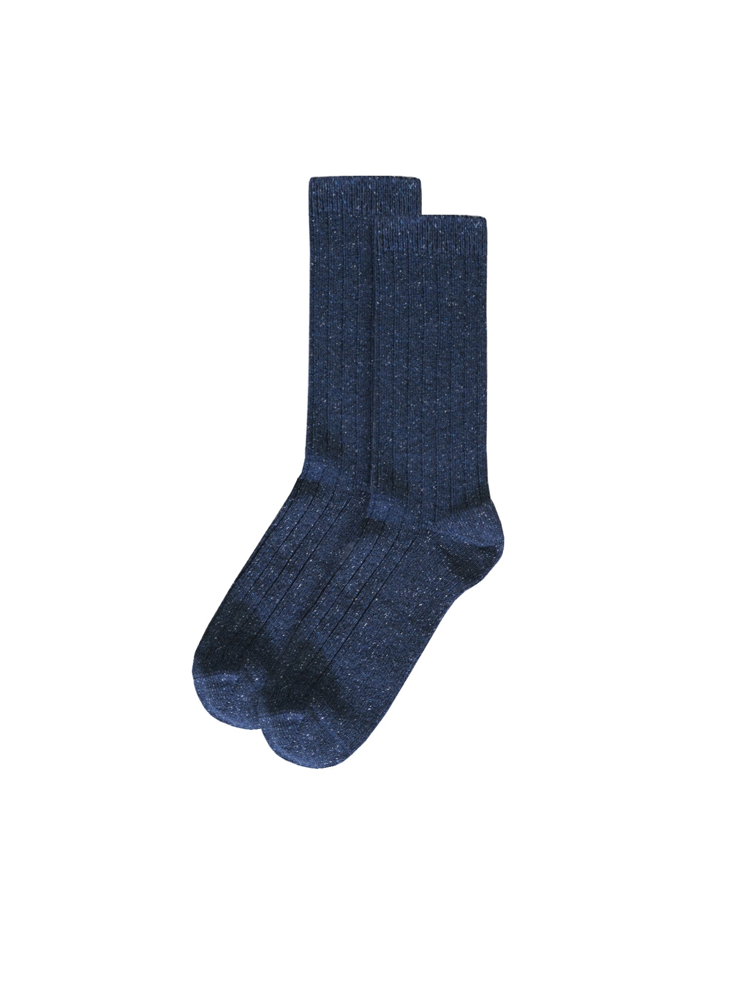 FUXBAU Fair Fashion Socken in navy mit dezenten Neps aus Wolle und unter fairen und nachhaltigen Bedingungen in Portugal hergestellt.