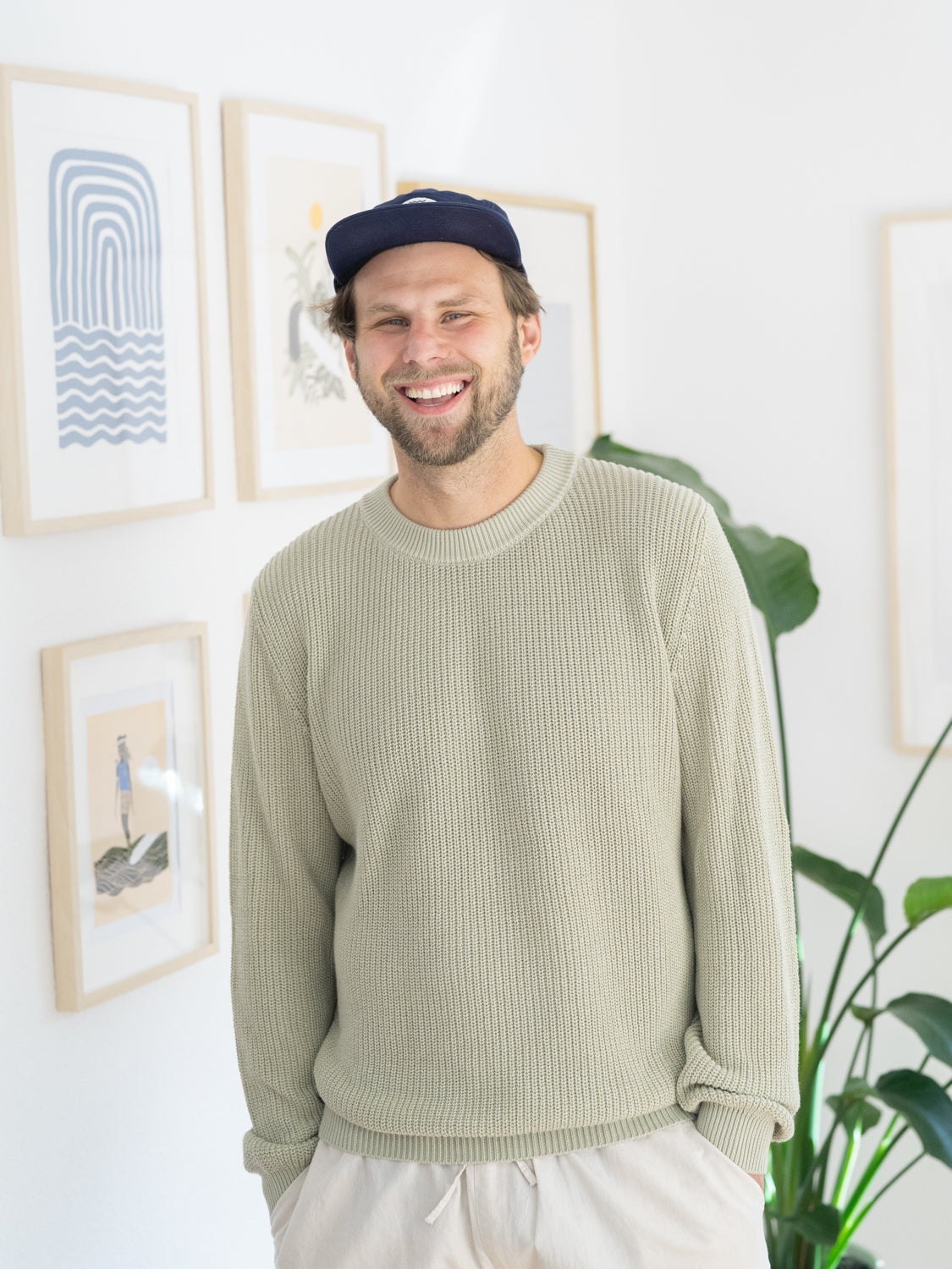 FUXBAU 4Seasons Männer Strickpullover in mint aus 100% GOTS zertifizierter Biobaumwolle