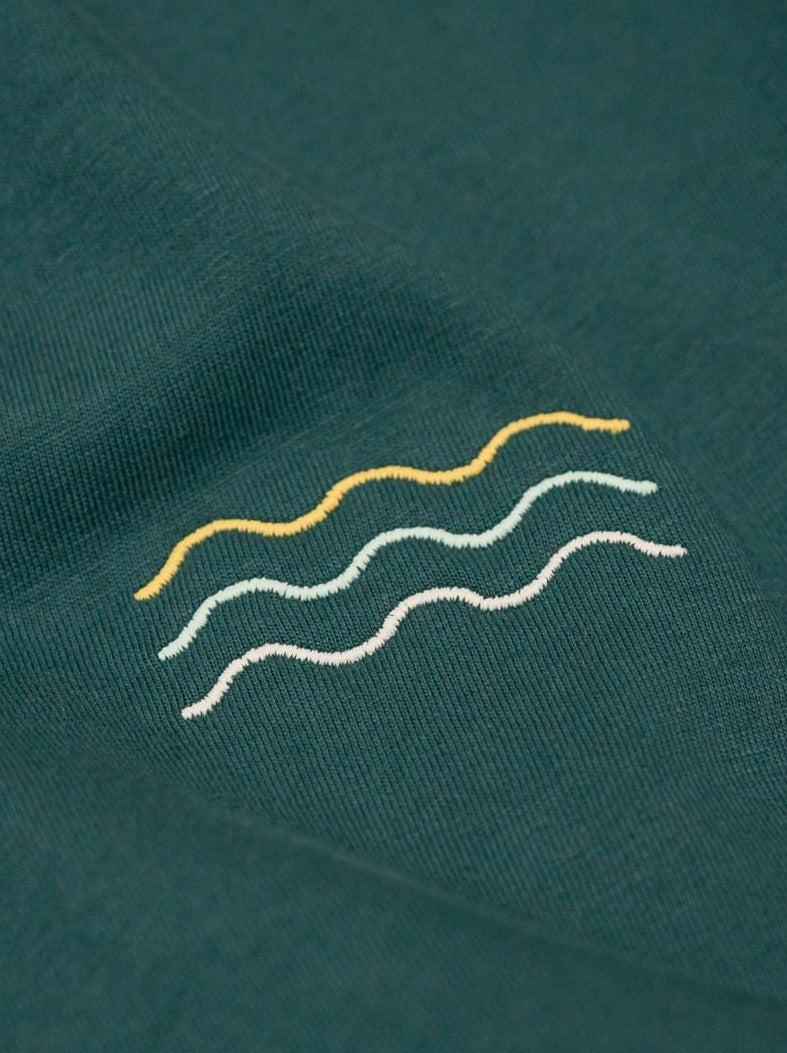 Wellen Motiv von unserem FUXBAU Fair Fashion Surf T-Shirt in grün aus Biobaumwolle