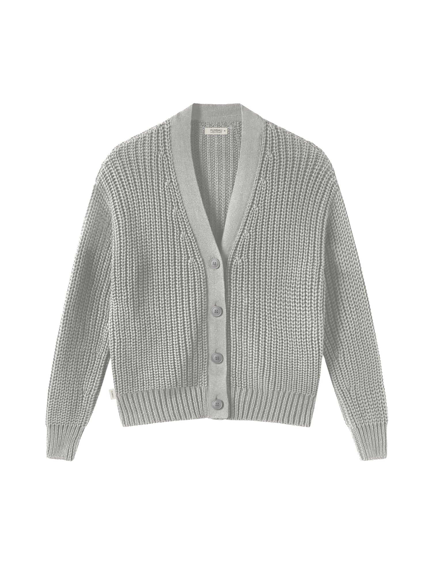 FUXBAU 4Seasons Frauen Strickjacke in grau aus 100% GOTS zertifizierter Biobaumwolle