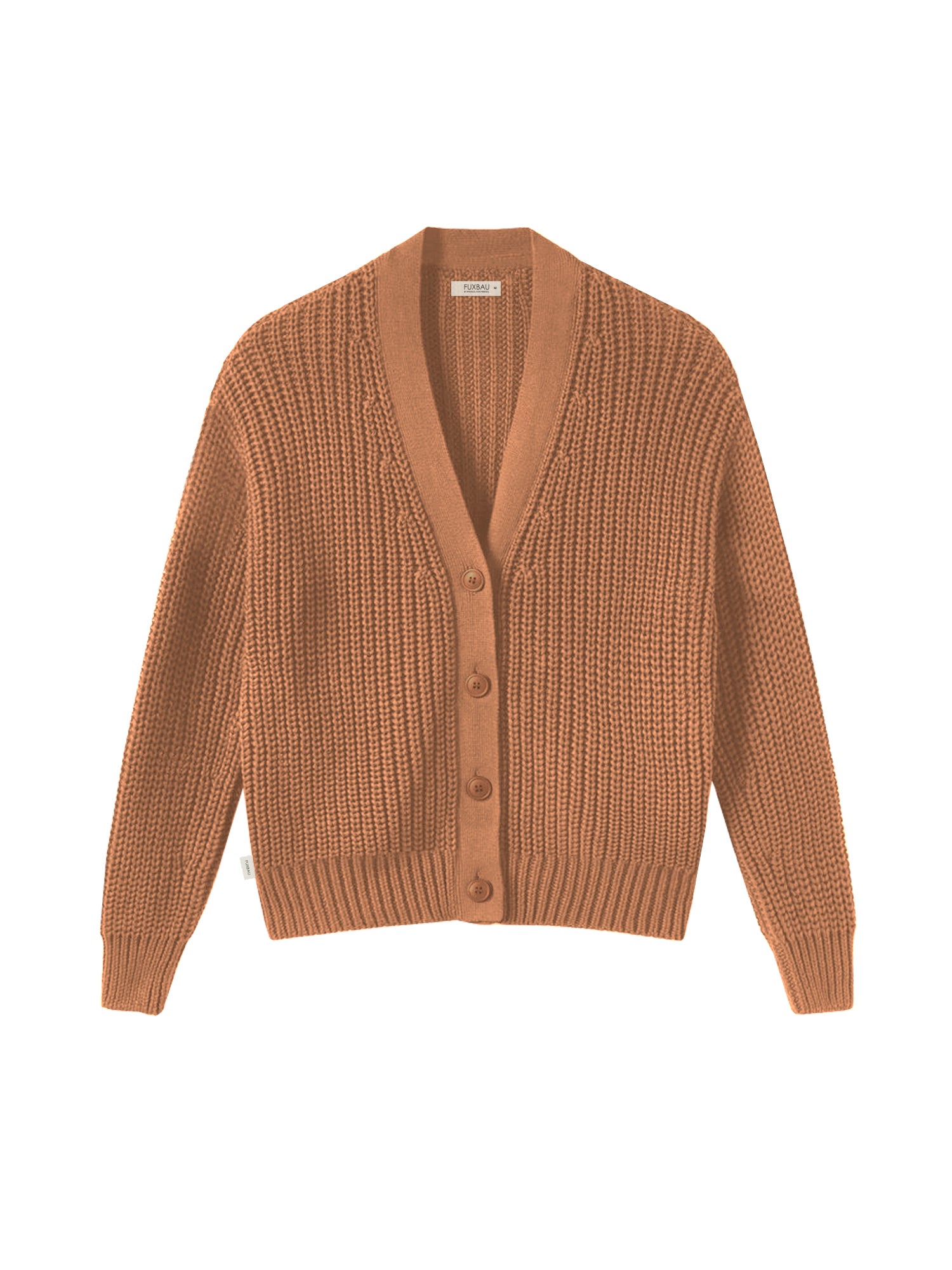 FUXBAU 4Seasons Frauen Strickjacke in rostbraun aus 100% GOTS zertifizierter Biobaumwolle