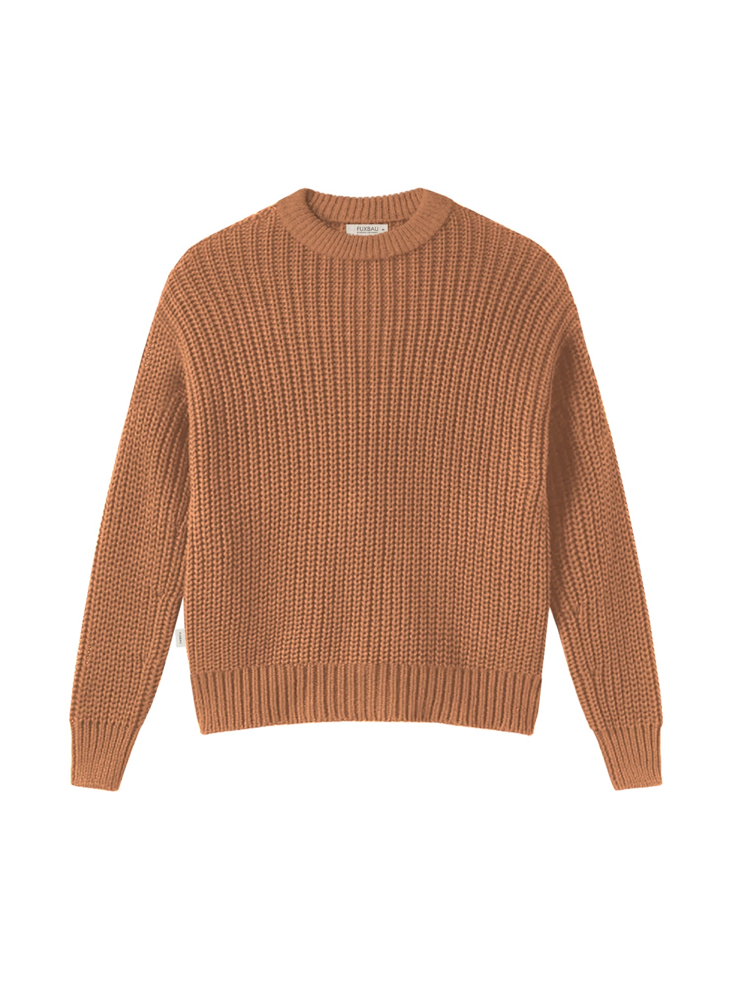 FUXBAU 4Seasons Frauen Strickpullover in rostbraun aus 100% GOTS zertifizierter Biobaumwolle