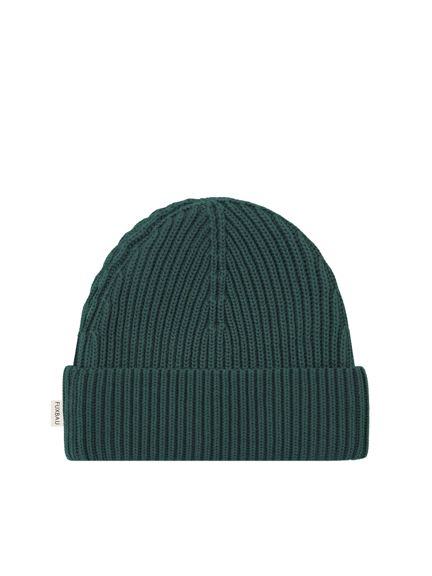 FUXBAU 4Seasons Strickmütze in waldgrün aus 100% GOTS zertifizierter Biobaumwolle made in Italy