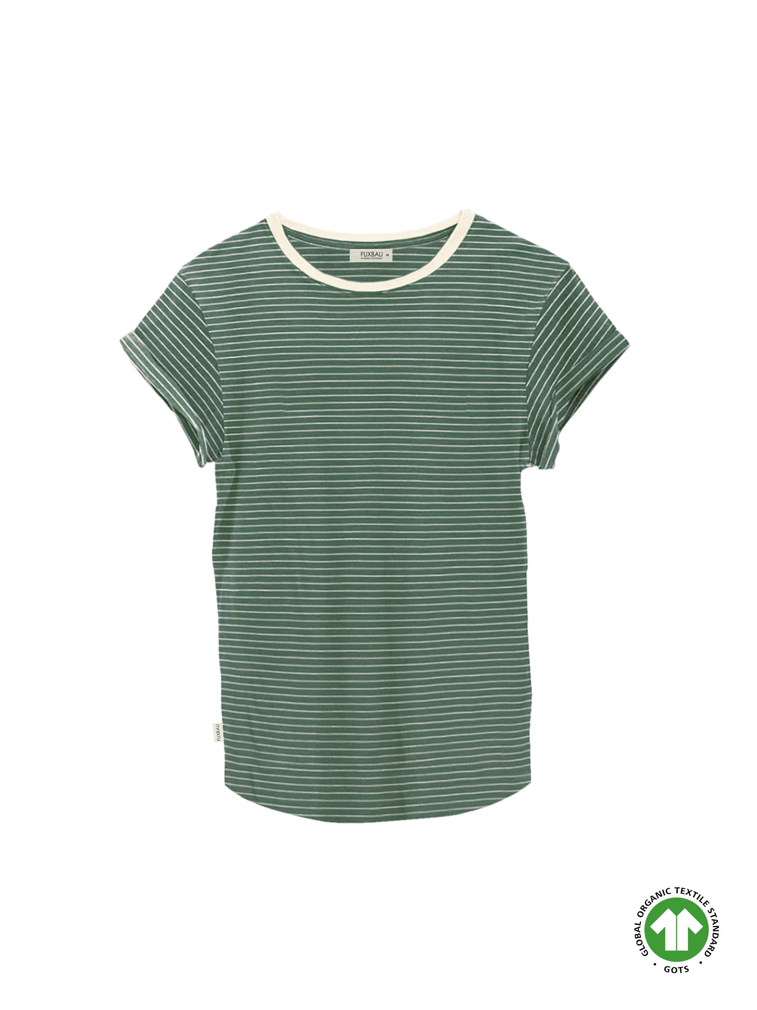 Fair Fashion Frauen Streifenshirt in creme grün aus 100% GOTS zertifizierter Biobaumwolle, fair und nachhaltig in Portugal hergestellt