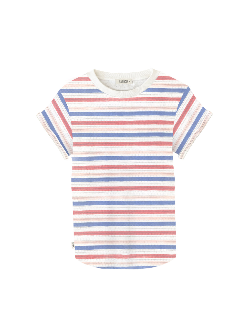 Frauen Ajour Streifenshirt - rot weiß blau