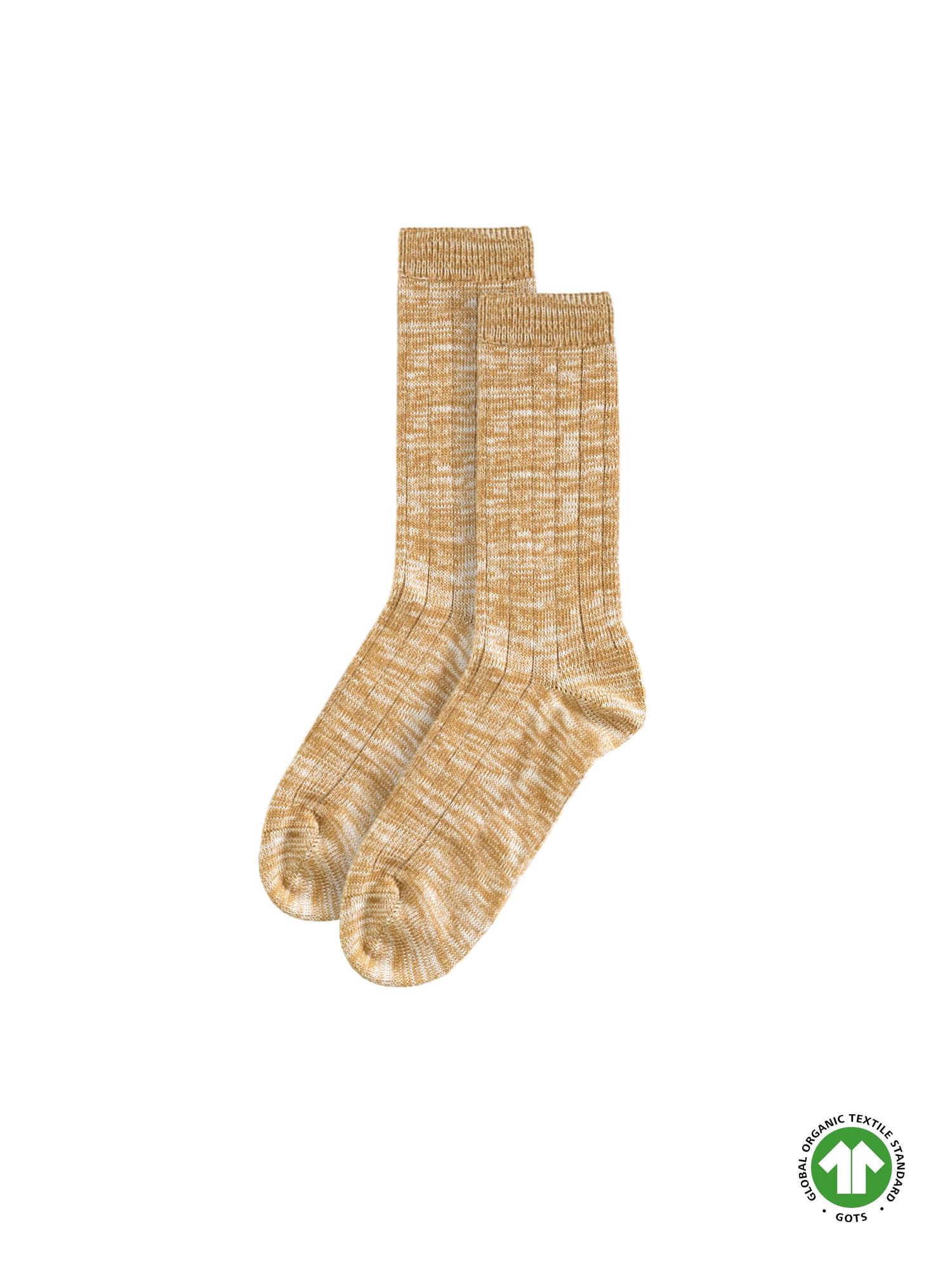 Fair Fashion FUXBAU Socken in senfgelb meliert aus GOTS zertifizierter Biobaumwolle