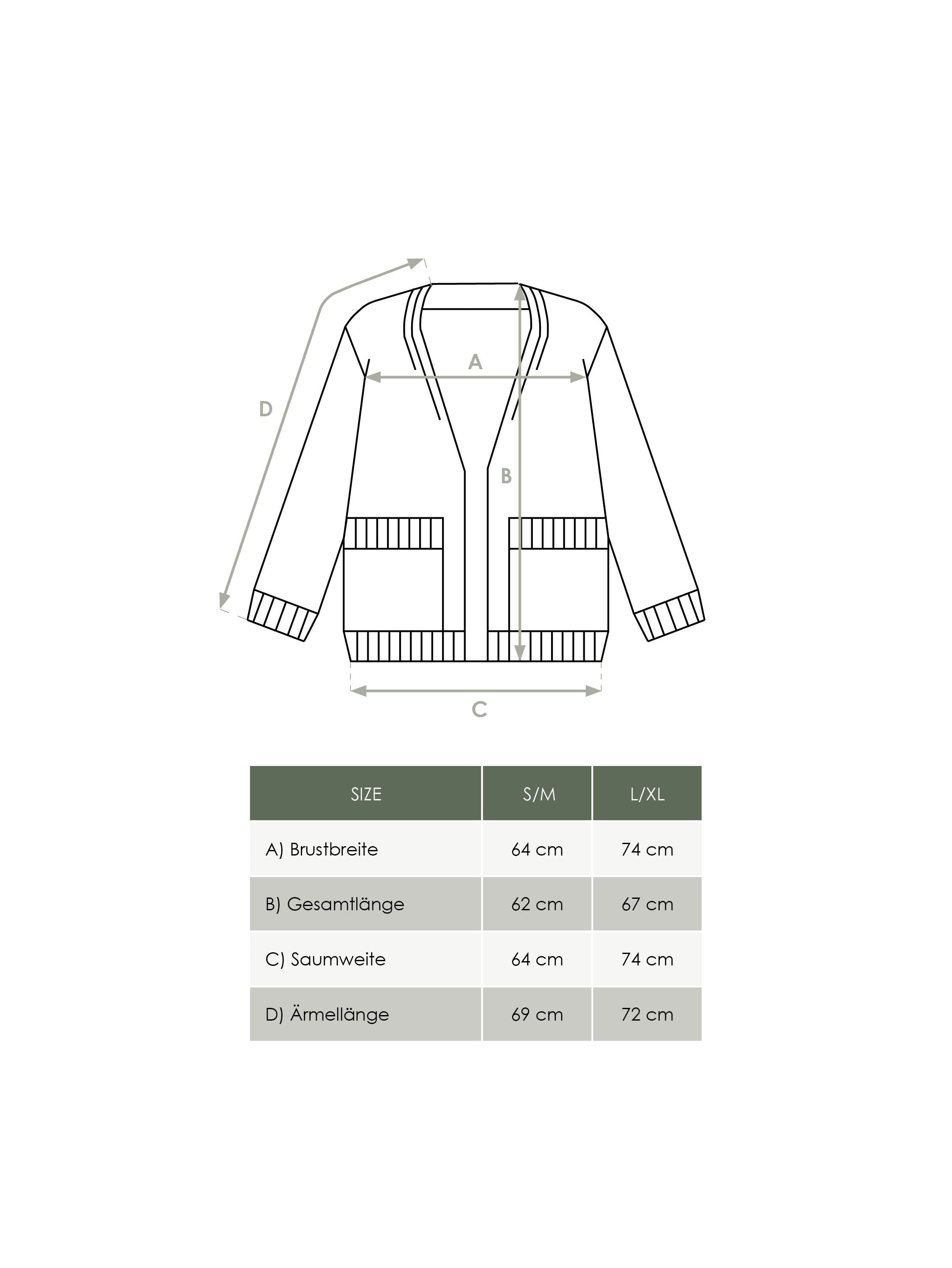 Produkt Größentabelle nachhaltiger Damen Cardigan von FUXBAU 