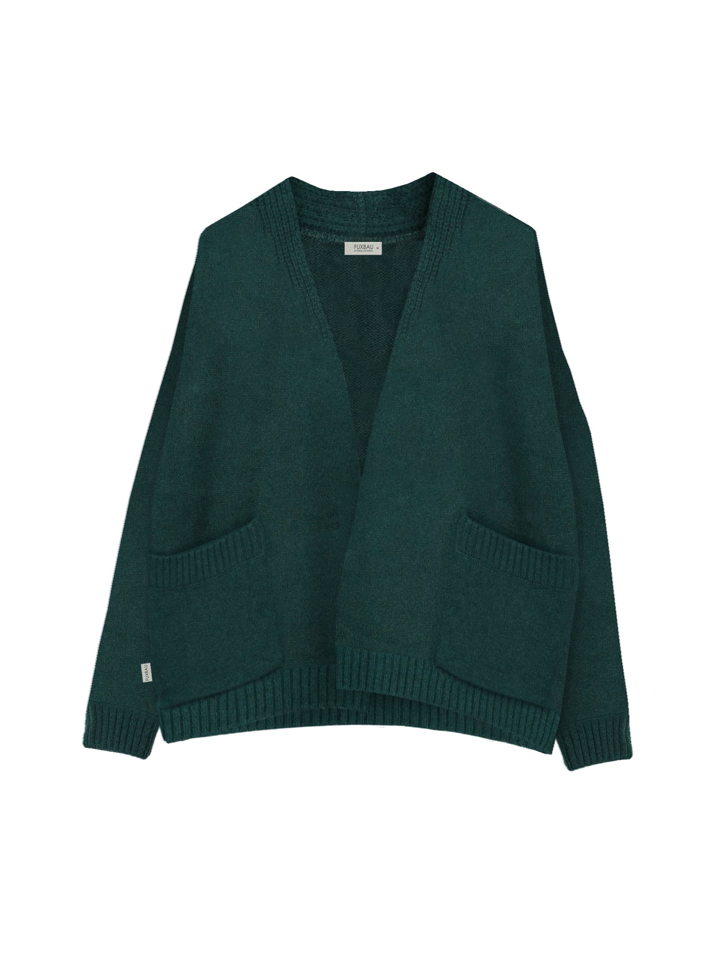 FUXBAU Merino Oversize Cardigan in grün regional bei unseren Partnern in Deutschland in einzigartiger Manufaktur-Qualität aus 100% feinster Mouline Merino Schurwolle gestrickt