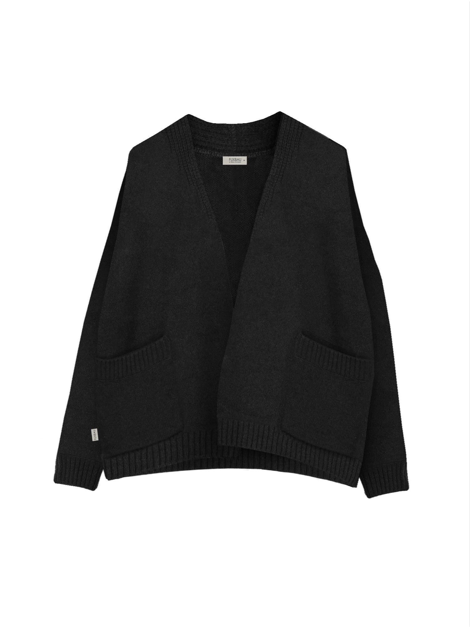 FUXBAU Merino Oversize Cardigan in schwarz regional bei unseren Partnern in Deutschland in einzigartiger Manufaktur-Qualität aus 100% feinster Mouline Merino Schurwolle gestrickt