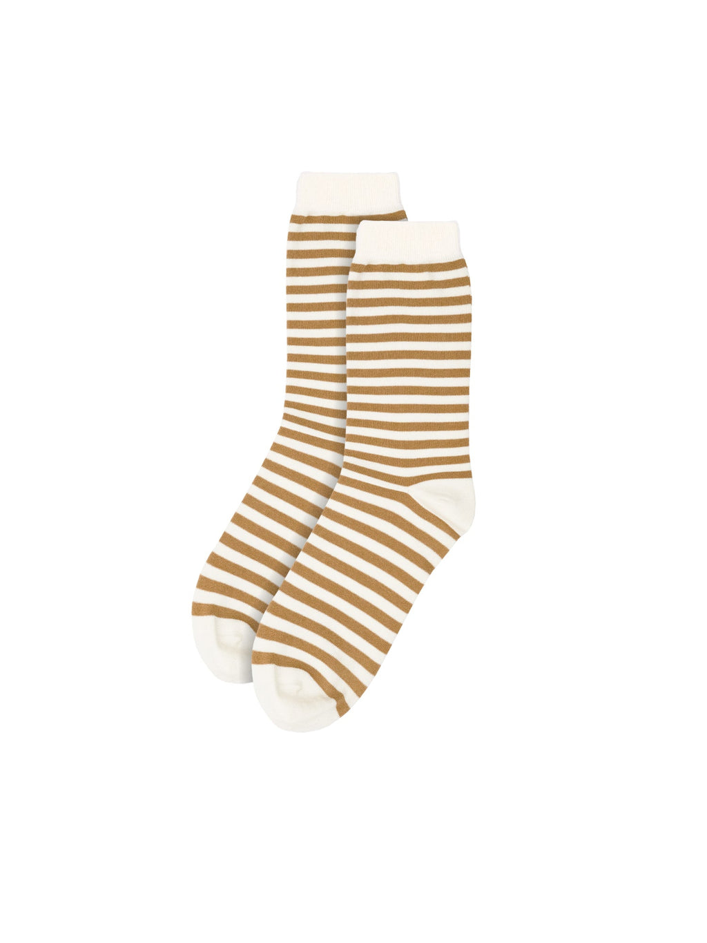 Streifensocken - creme senf