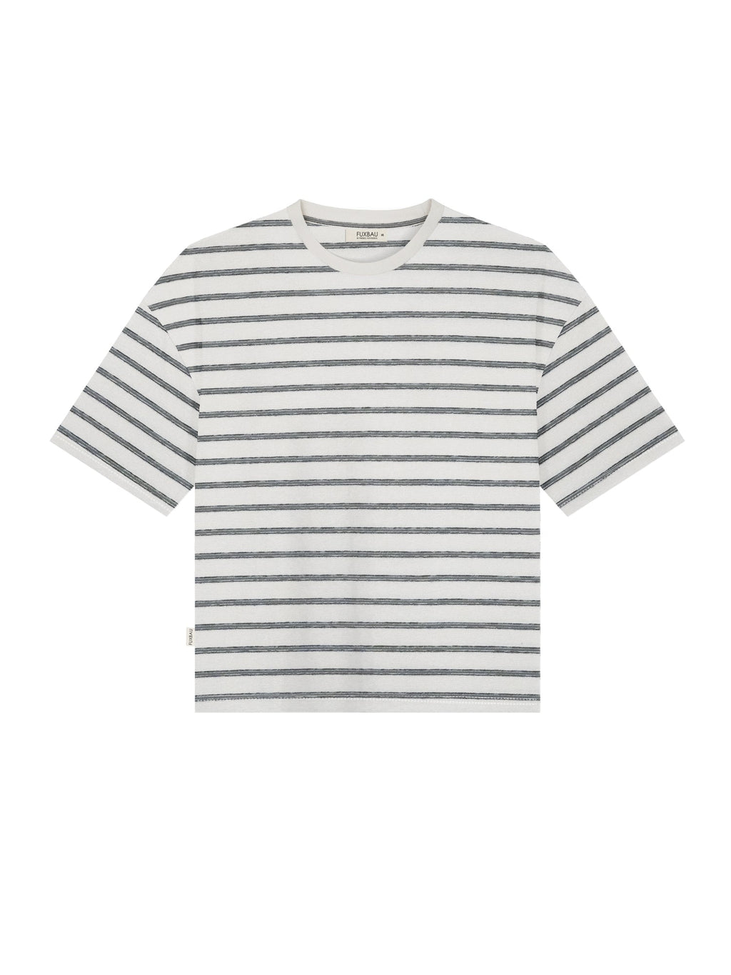 Gestreiftes Boxy Frauen T-Shirt Milos - cremeweiß salbei
