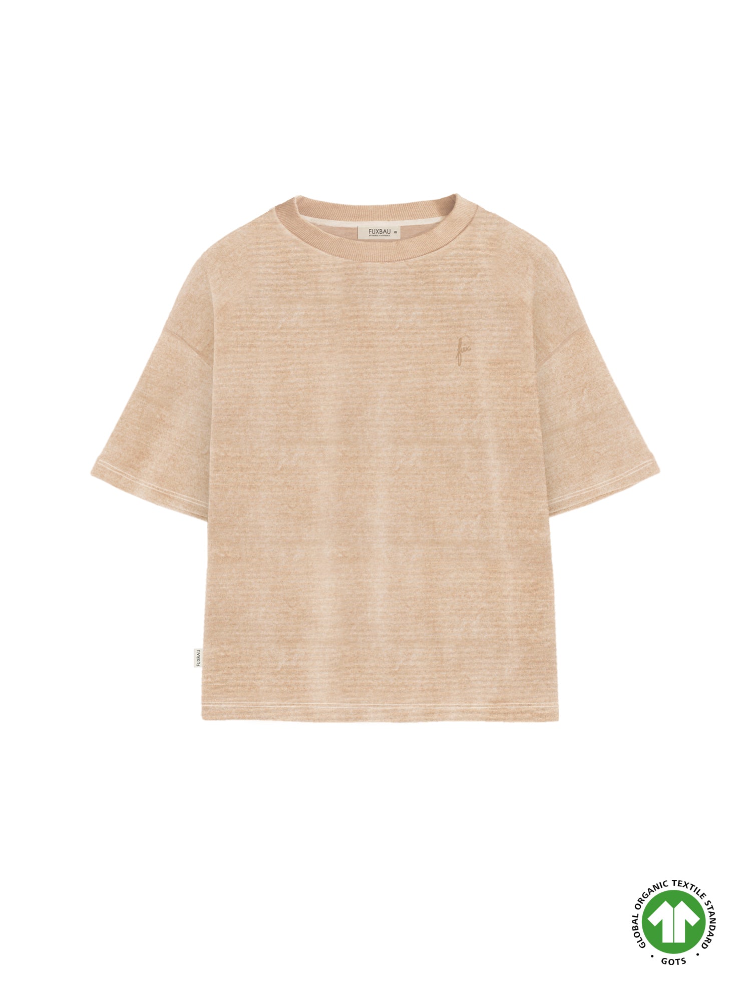 Nachhaltiges und faires Frauen Cropped Samt T-Shirt in beige gelb geriffelt von FUXBAU aus 100% Biobaumwolle