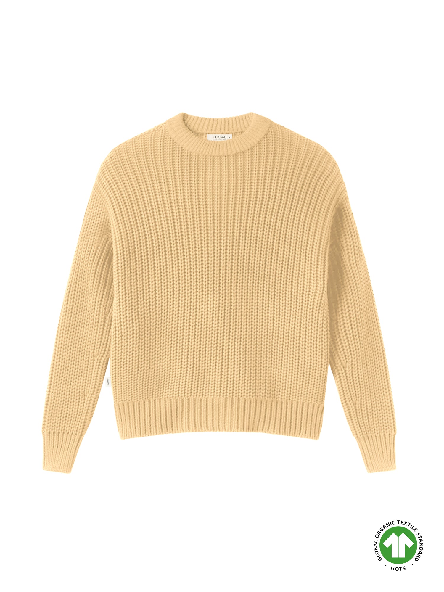 FUXBAU 4Seasons Frauen Strickpullover in gelb aus 100% GOTS zertifizierter Biobaumwolle