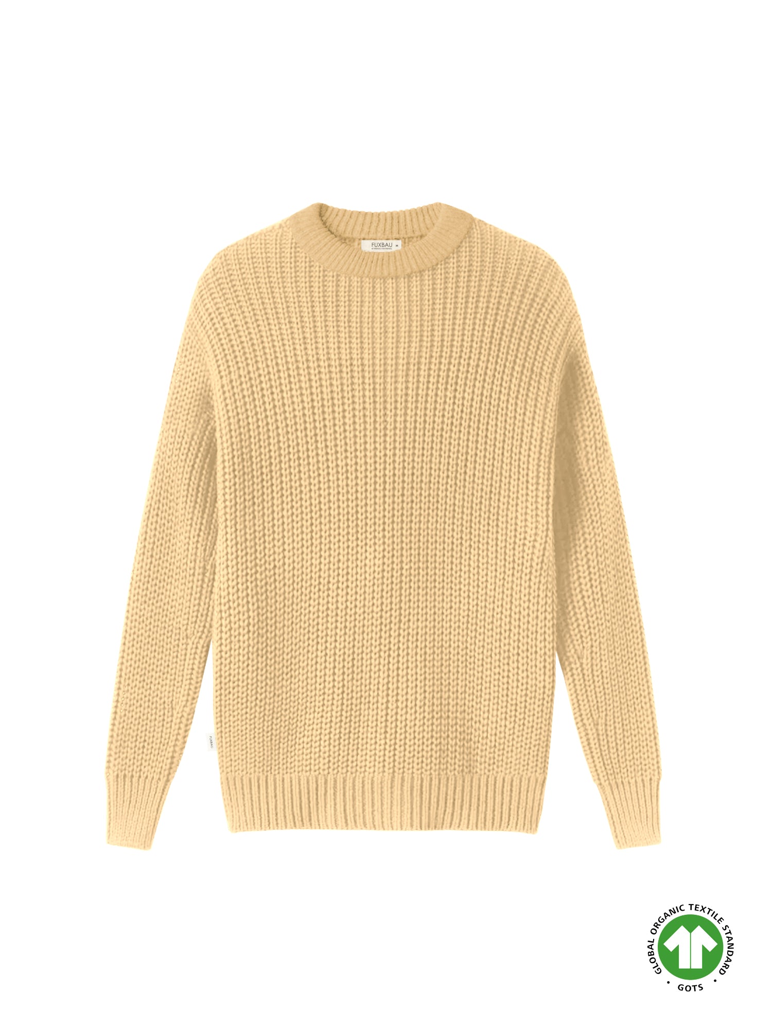 FUXBAU 4Seasons Männer Strickpullover in gelb aus 100% GOTS zertifizierter Biobaumwolle