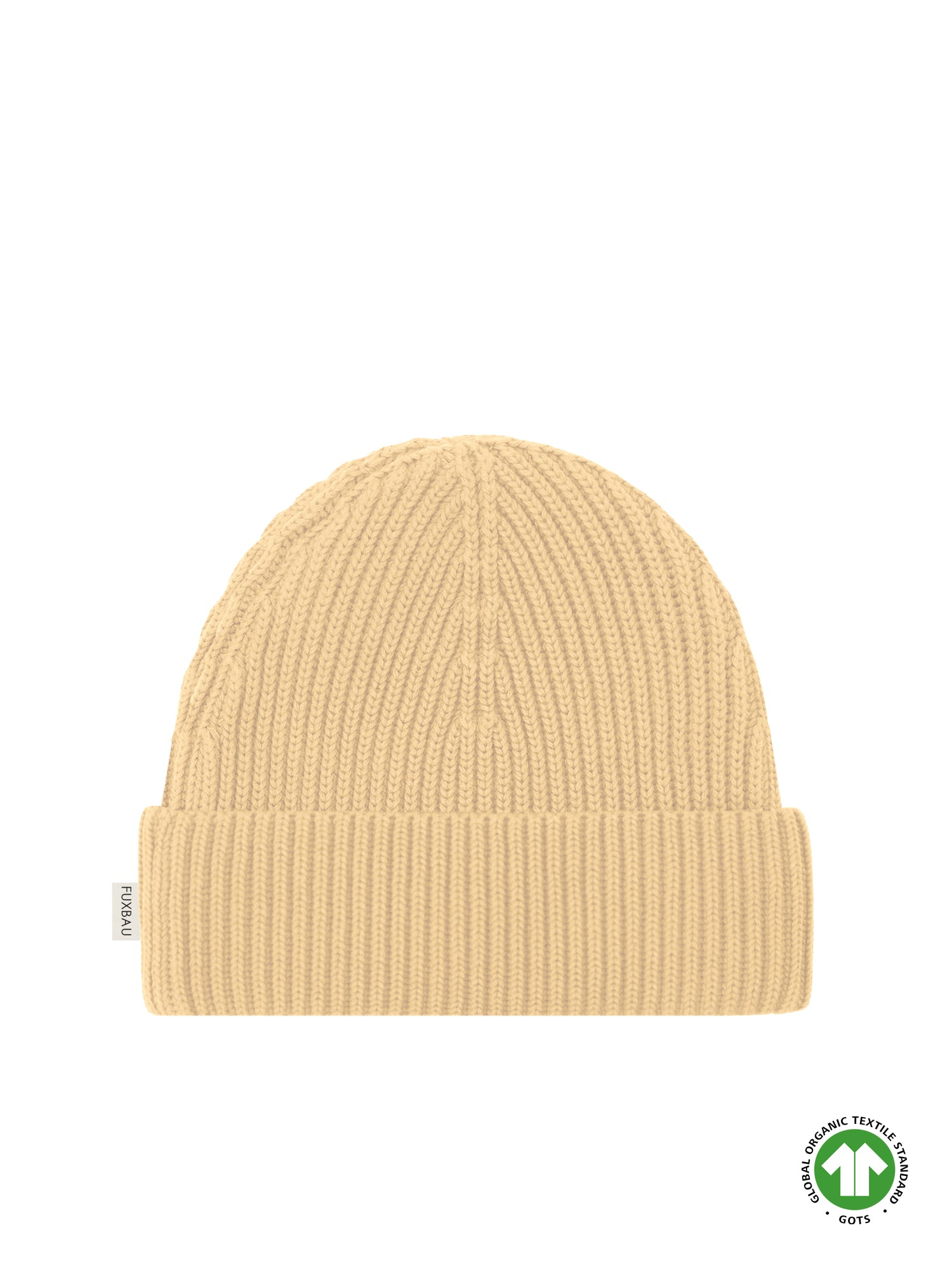 FUXBAU 4Seasons Strickmütze in gelb aus 100% GOTS zertifizierter Biobaumwolle made in Italy
