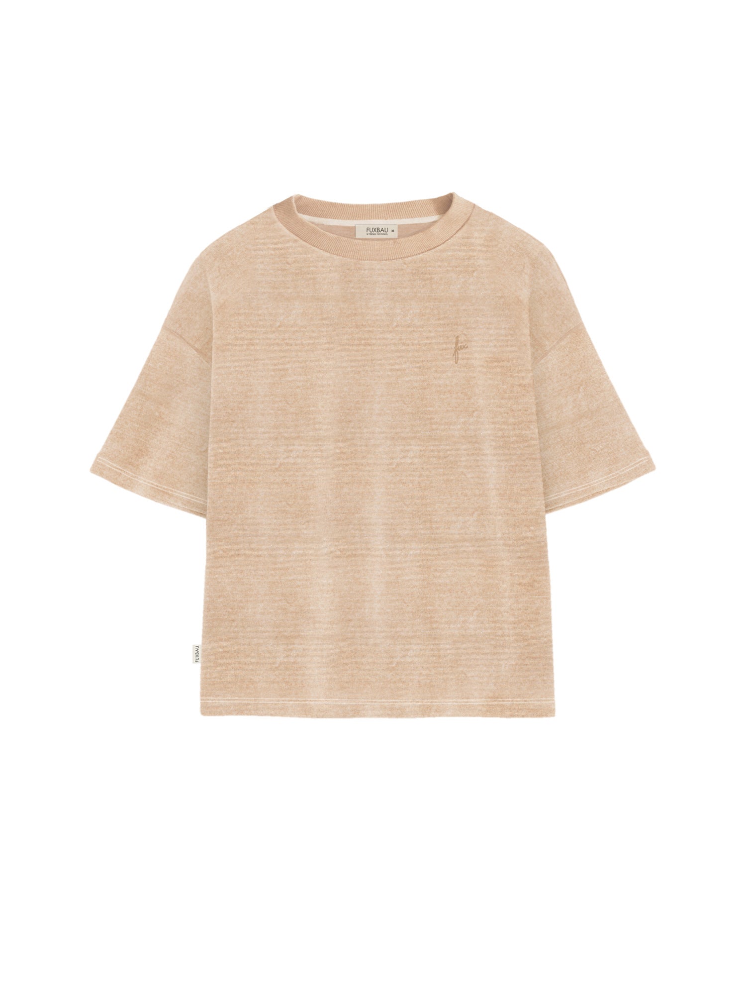 Nachhaltiges und faires Frauen Cropped Samt T-Shirt in beige gelb geriffelt von FUXBAU aus 100% Biobaumwolle