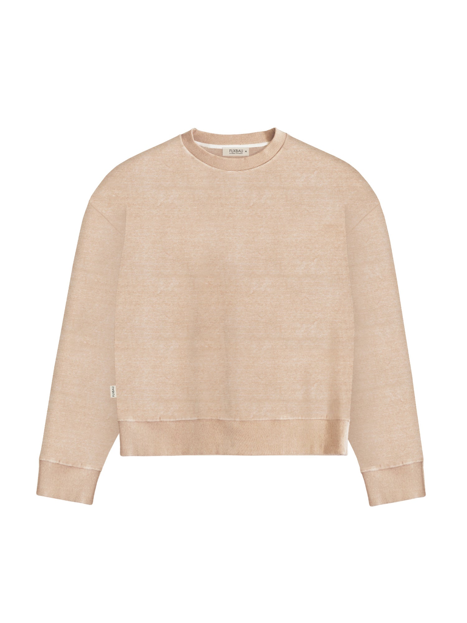Nachhaltiger Frauen Samt Oversize Pullover in beige gelb geriffelt von FUXBAU aus 100% Biobaumwolle made in Portugal