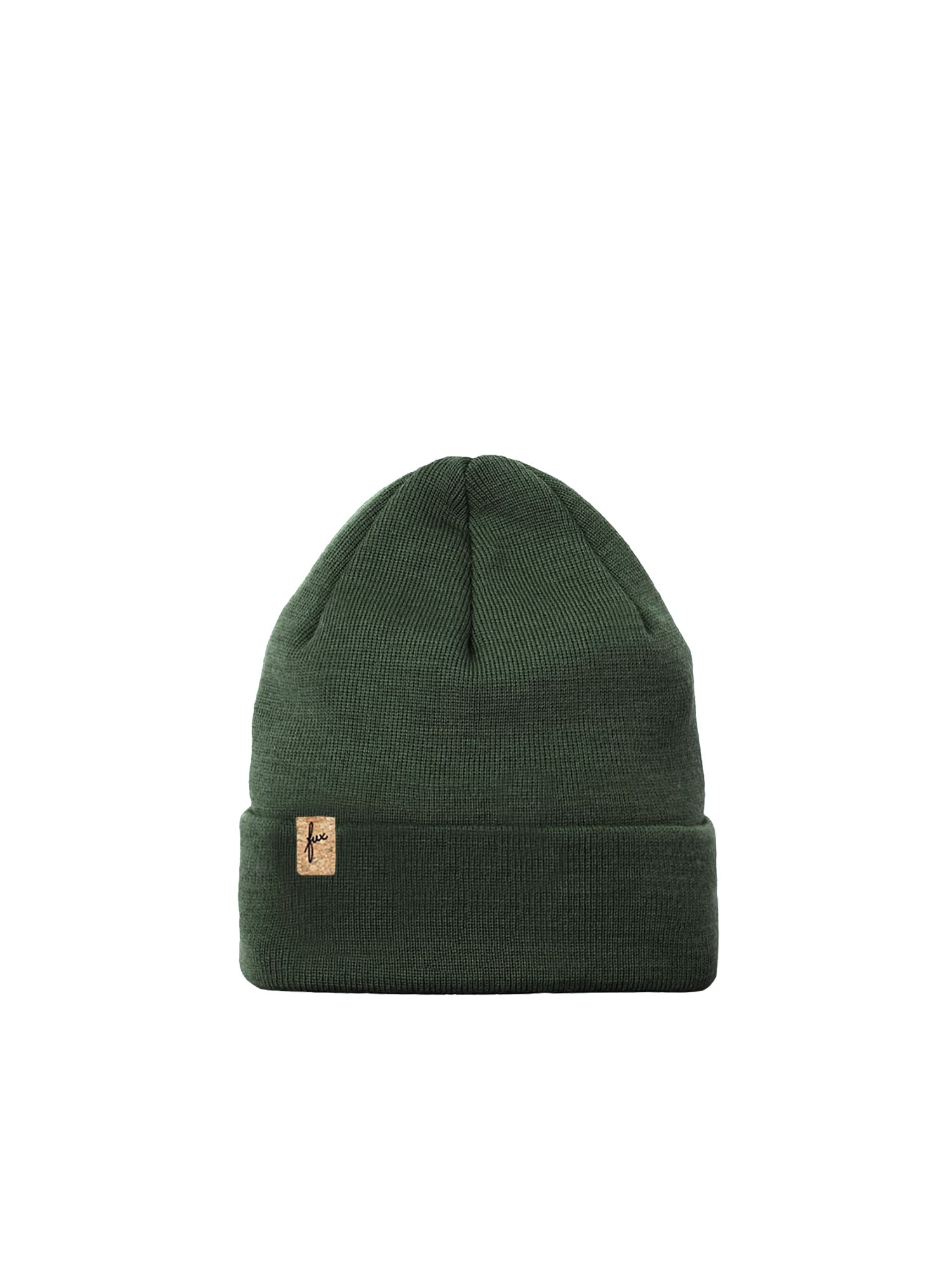 FUXBAU Merino Kork Beanie in waldgrün für Kinder zwischen 1 und 12 Jahren aus 100% Merinowolle und fair hergestellt in Deutschland.