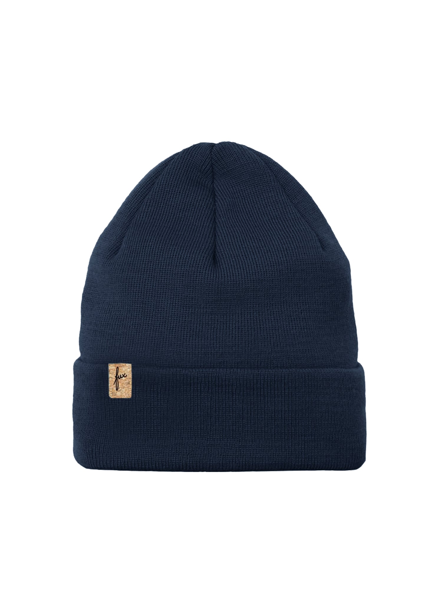 FUXBAU Merino Kork Beanie in navy, Made in germany, 100% Merinowolle, Sozial, Fair & Nachhaltig