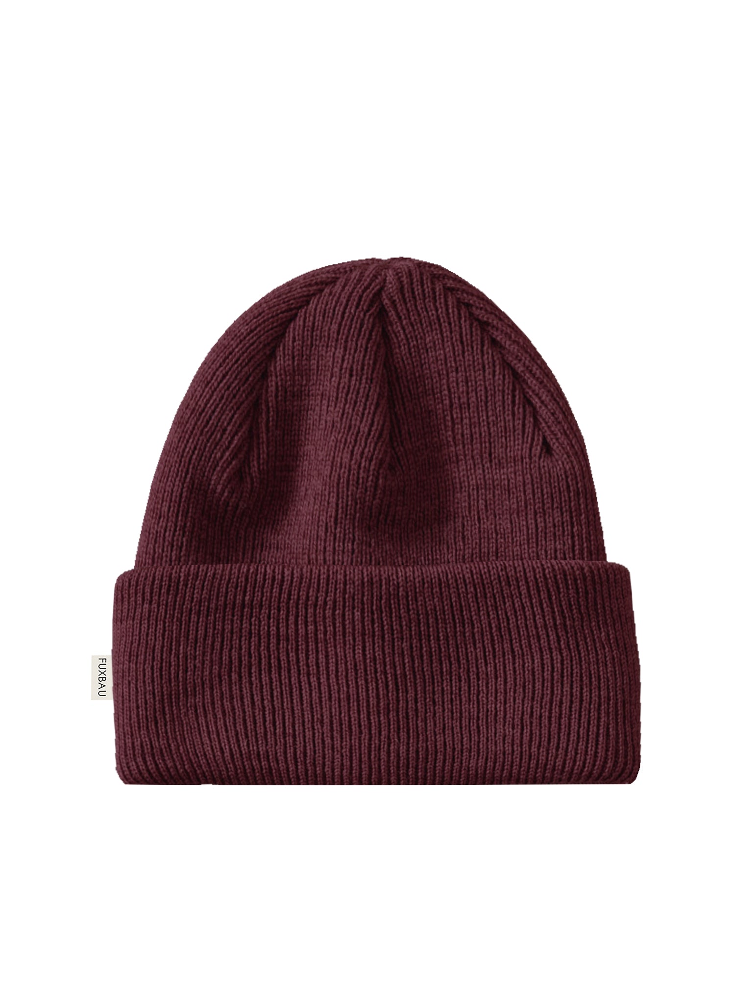 FUXBAU Merino Strickmütze in bordeaux aus 100% GOTS zertifizierter Merinowolle in bordeaux.