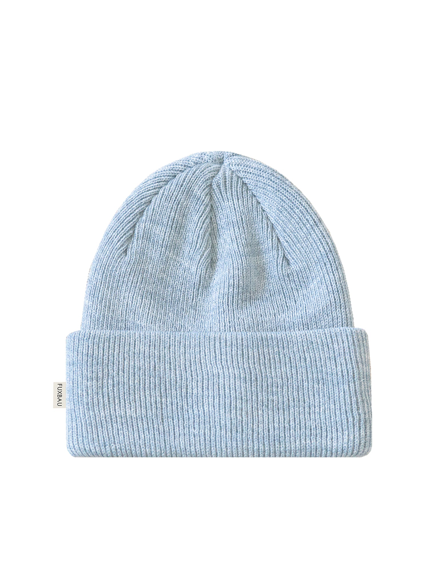 FUXBAU Merino Strickmütze in eisblau aus 100% GOTS zertifizierter Merinowolle