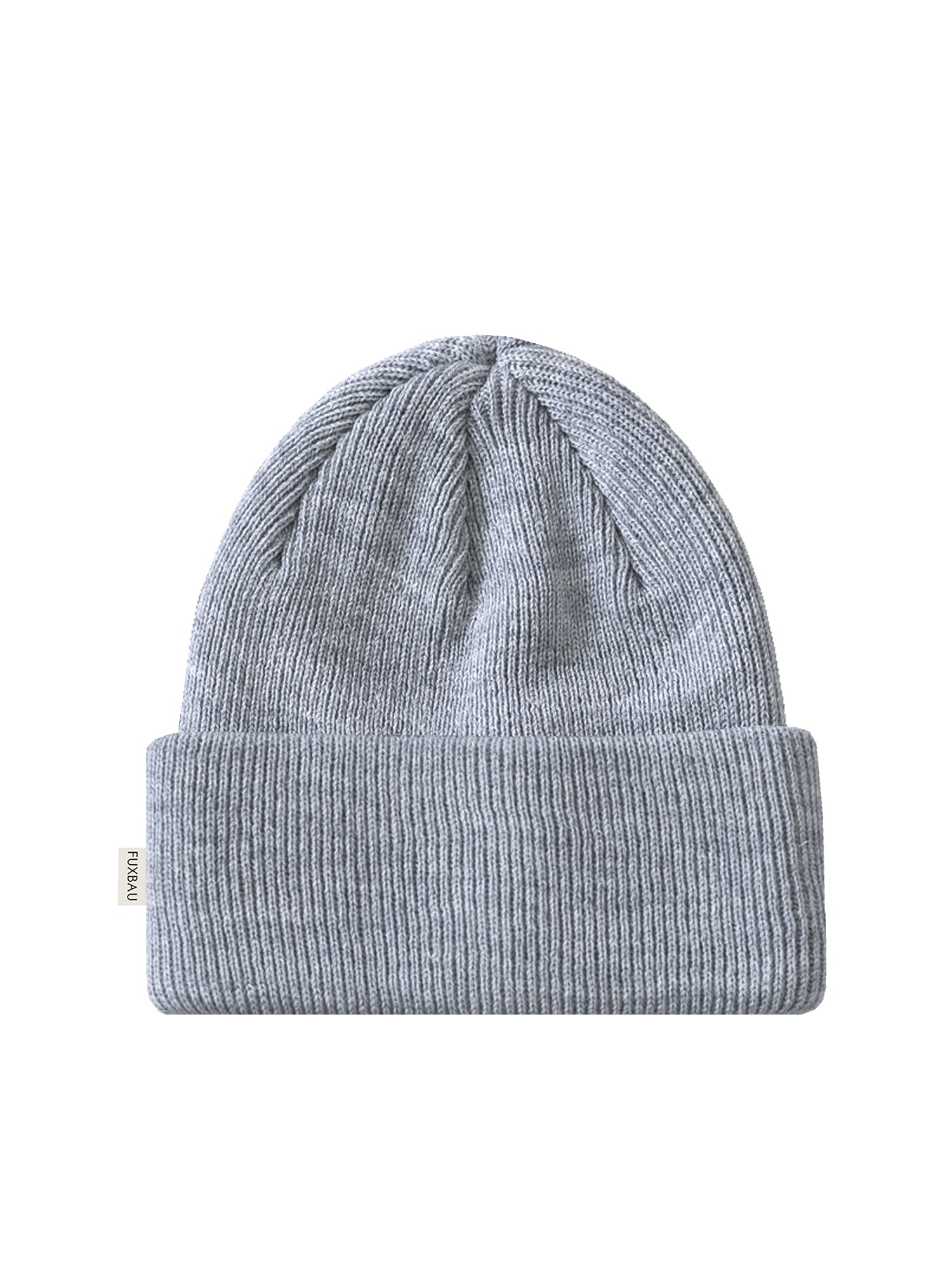 FUXBAU Merino Strickmütze in graumeliert aus 100% GOTS zertifizierter Merinowolle