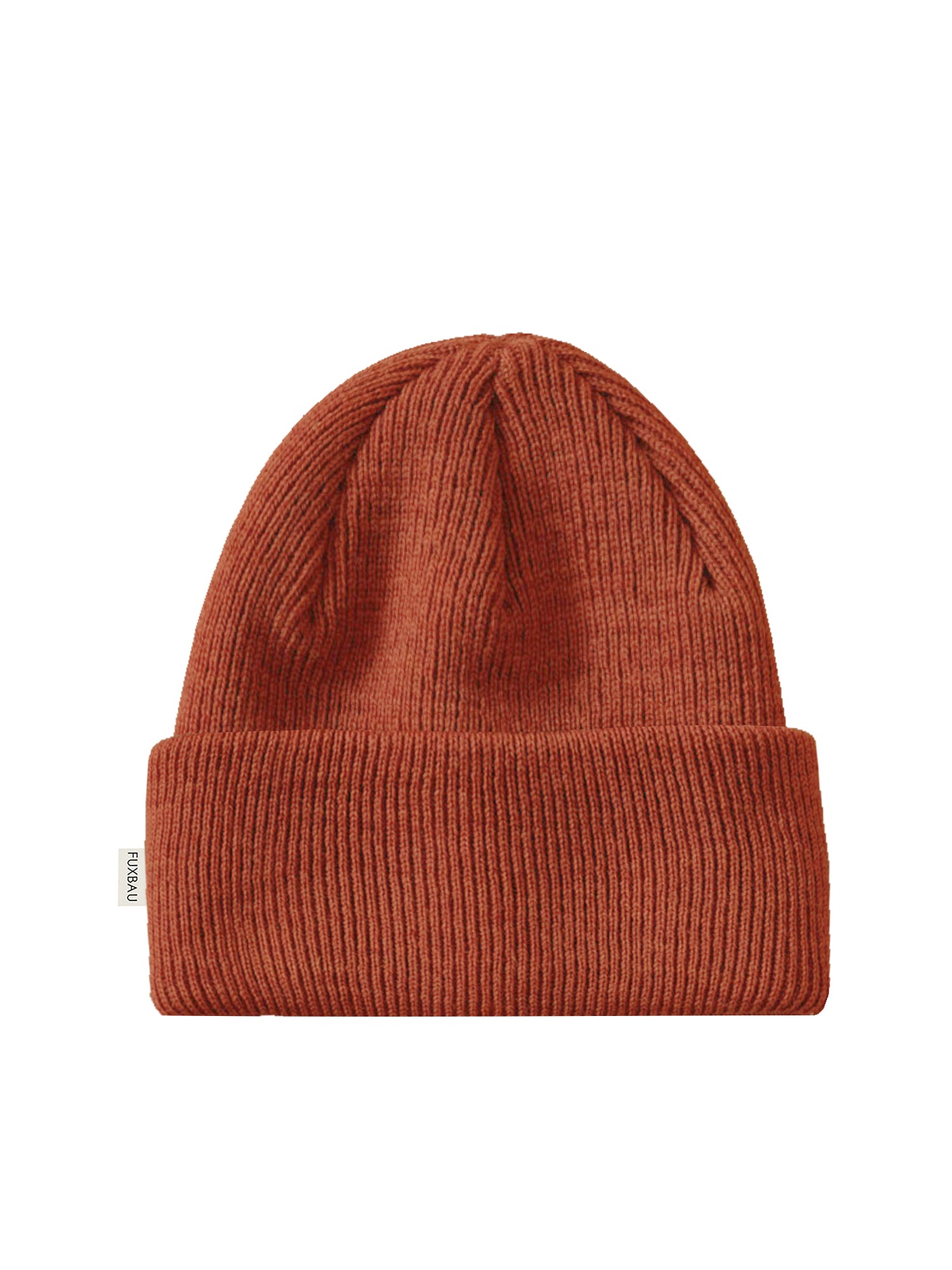 FUXBAU Merino Strickmütze in herbstorange aus 100% GOTS zertifizierter Merinowolle