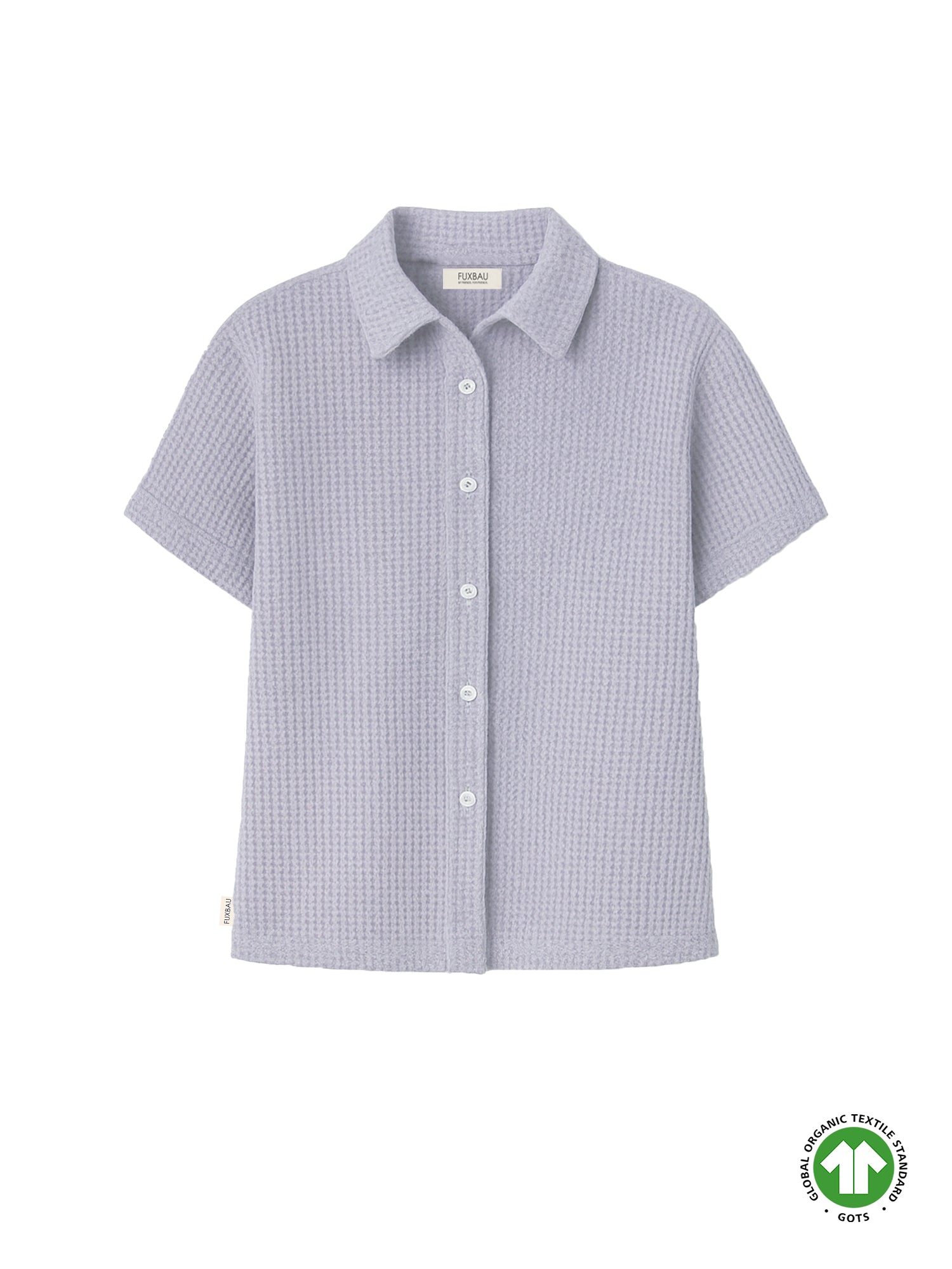 Nachhatlige Frauen kurzarm Waffelstrick Bluse in lavendel aus 100% GOTS zertifizierter Biobaumwolle und nachhaltig in Portugal roduziert