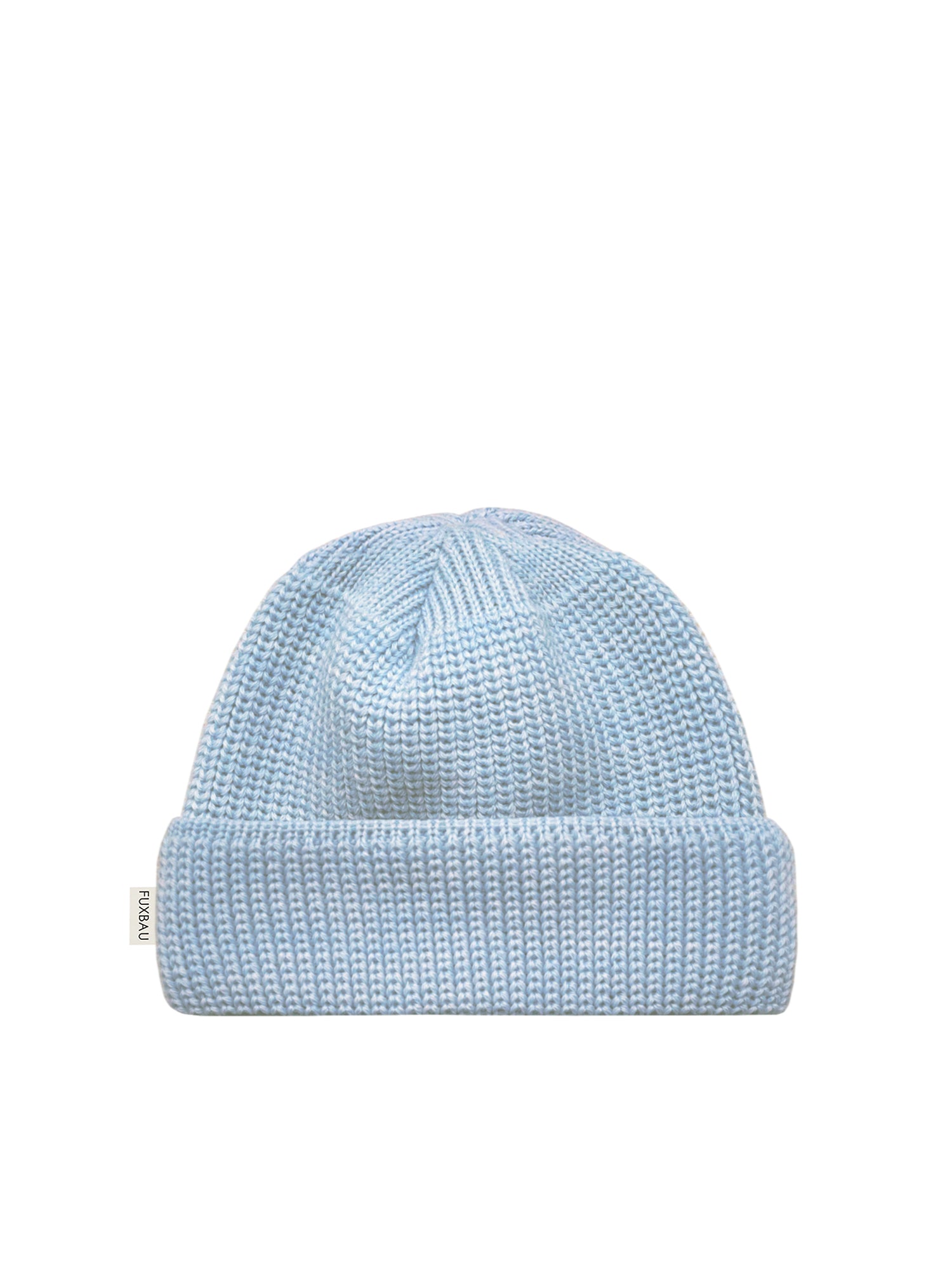 FUXBAU kurze Merino Fischermütze un eisblau aus 100% Merinowolle, GOTS zertifiziert und made in Germany