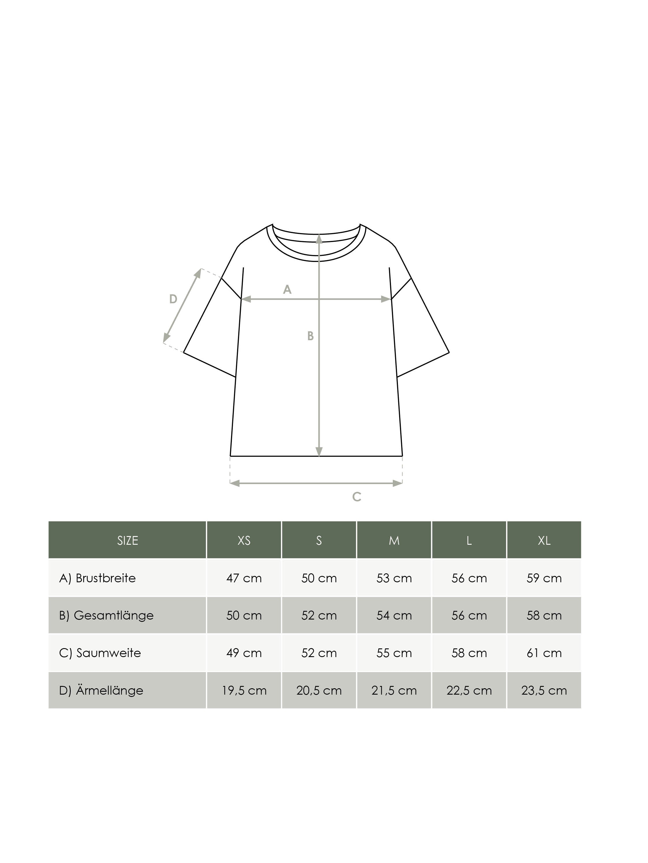 Produkt Größentabelle nachhaltiges Damen Cropped T-Shirt von FUXBAU 