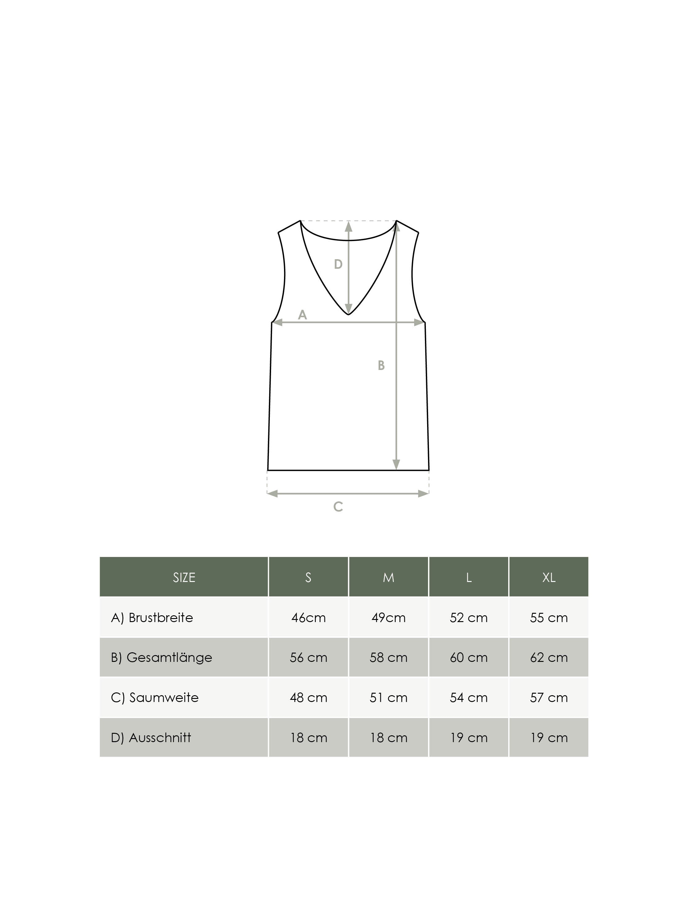 Produkt Größentabelle nachhaltiges Damen Stricktop von FUXBAU 