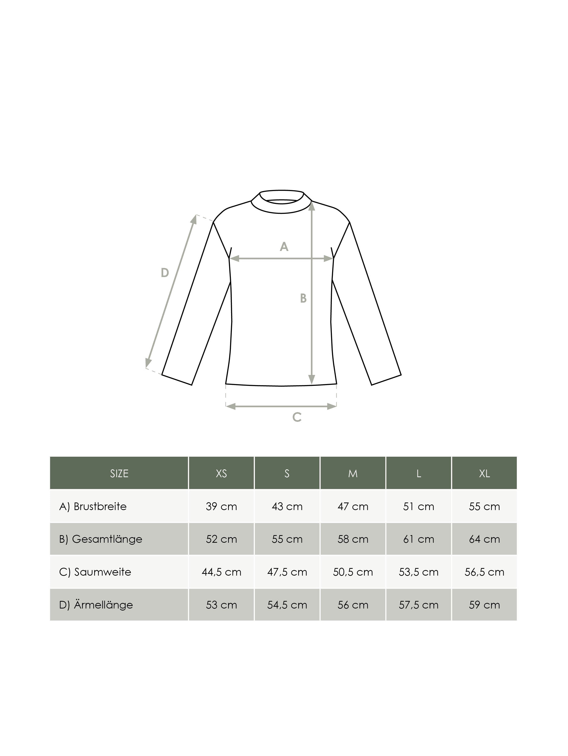 Produkt Größentabelle nachhaltiges Damen Fitted Stehkragen Longsleevet von FUXBAU 