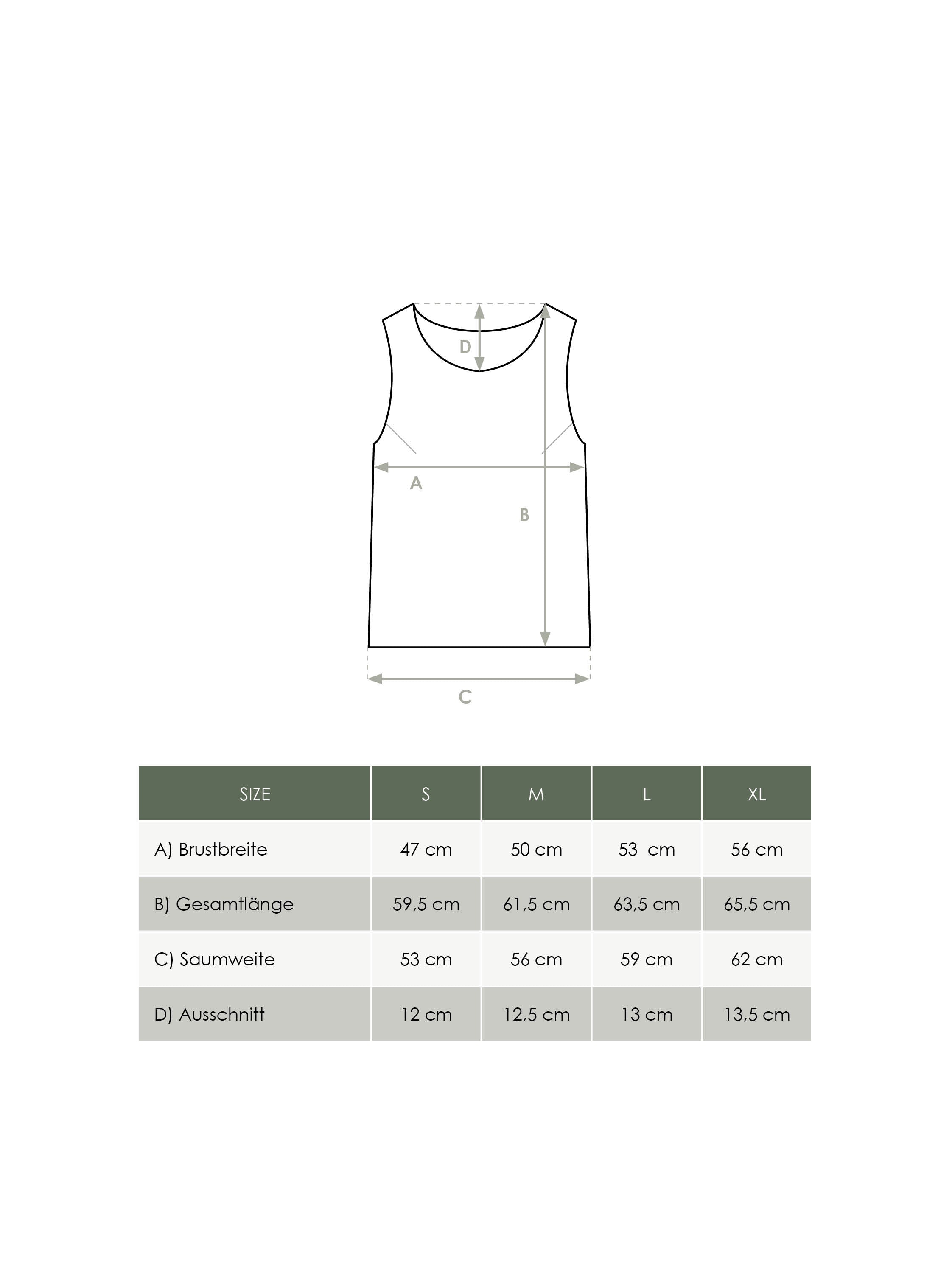 Produkt Größentabelle Damen Leinentop