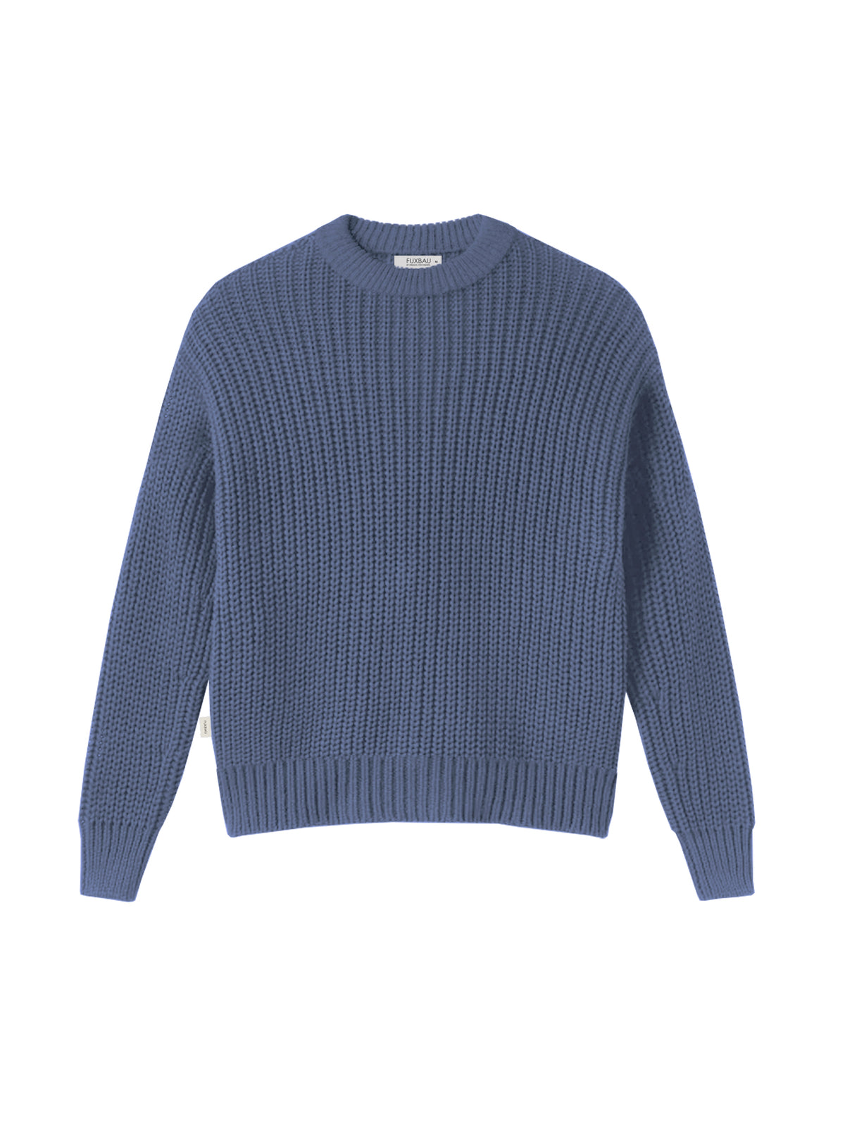 4Seasons Frauen Strickpullover in blaugrau aus 100% GOTS zertifizierter Biobaumwolle und in Italien hergestellt.
