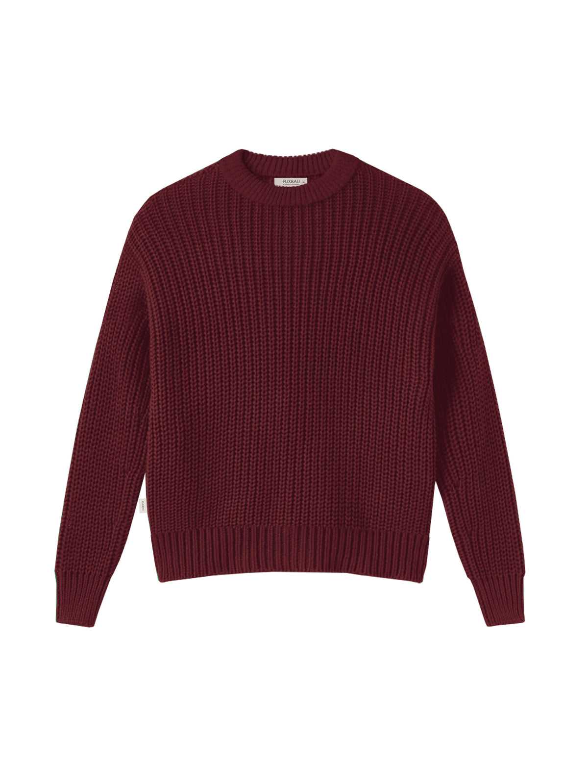 4Seasons Frauen Strickpullover in bordeaux aus 100% GOTS zertifizierter Biobaumwolle und in Italien hergestellt.