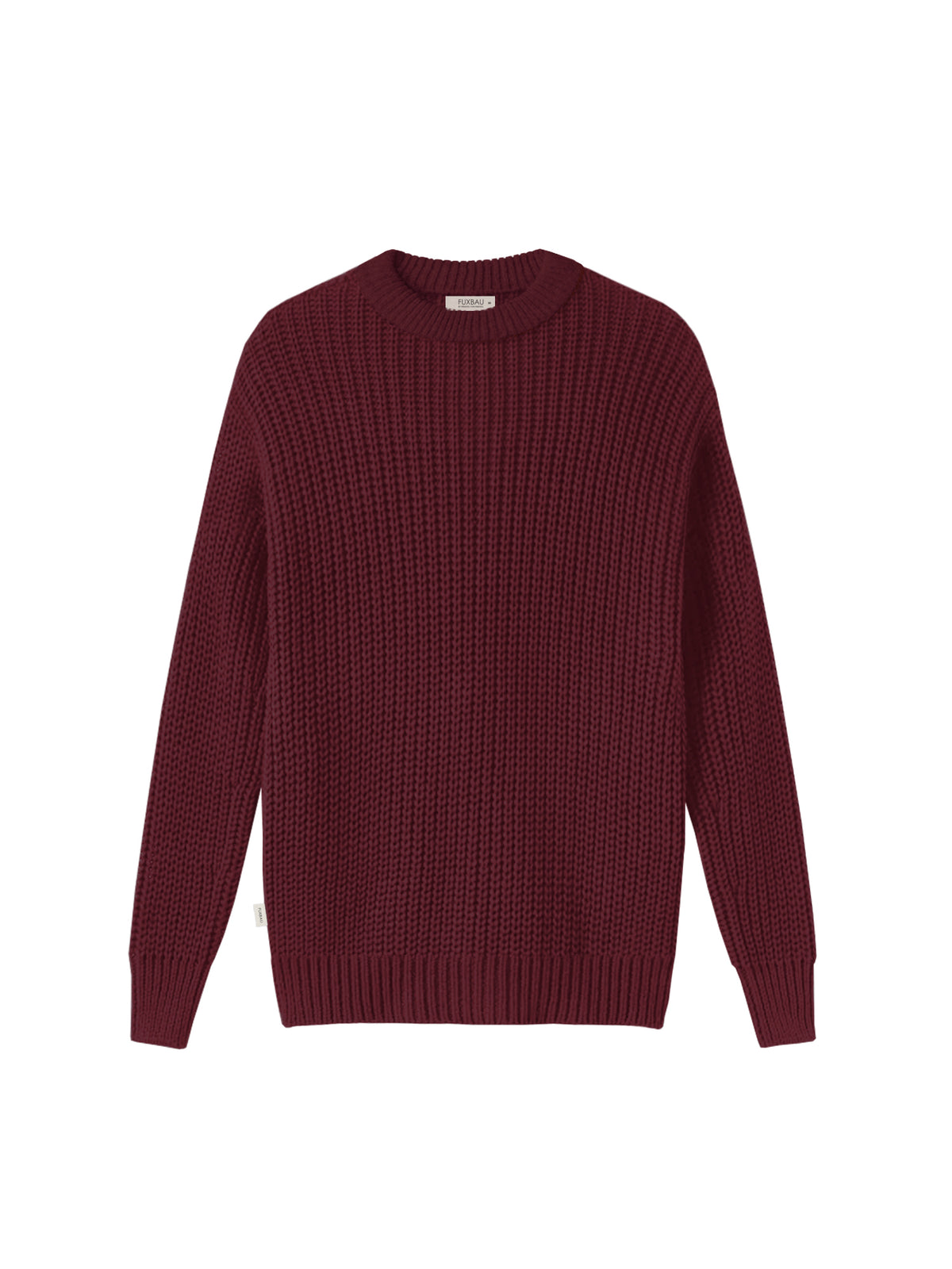 4Seasons Männer Strickpullover in bordeaux aus 100% GOTS zertifizierter Biobaumwolle und in Italien hergestellt.