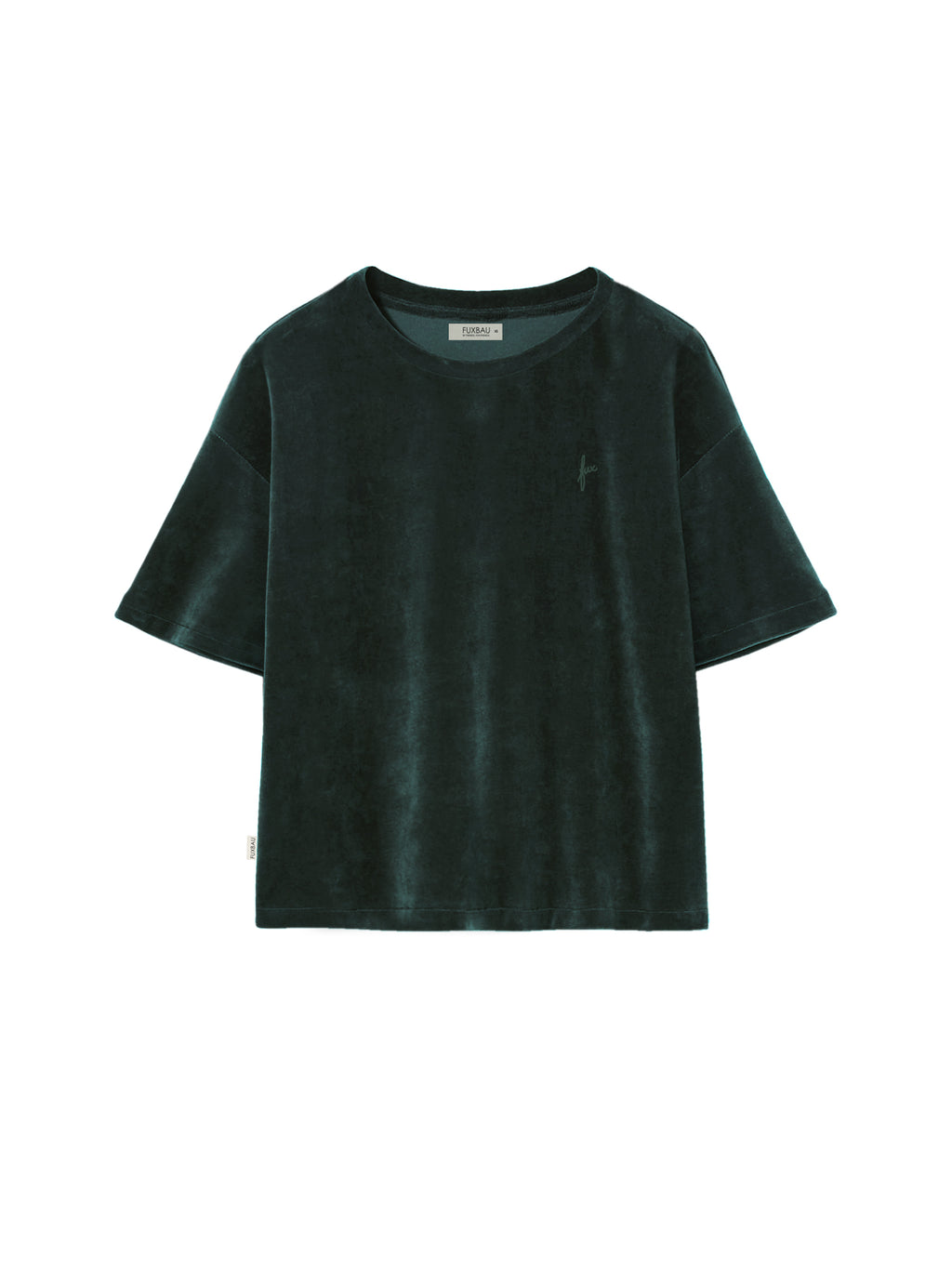 Frauen Cropped Samt T-Shirt - grün