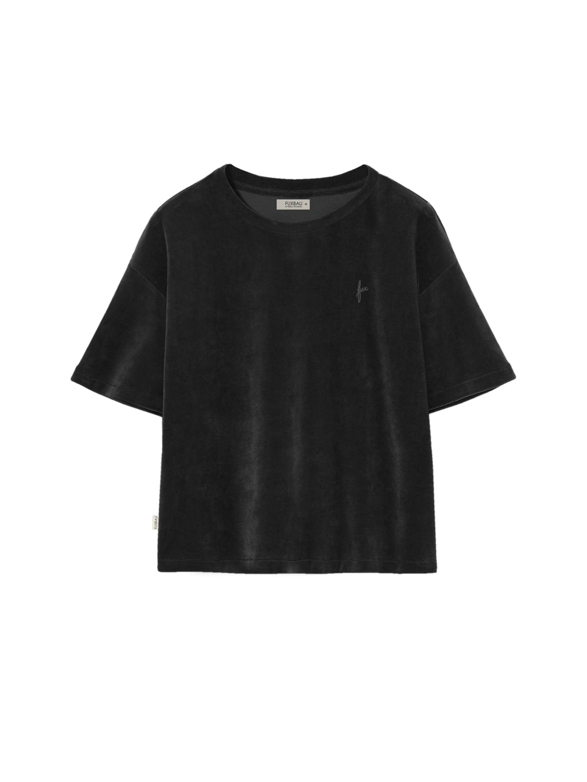Fair Fashion FUXBAU Frauen Samt T-Shirt in schwarz aus 100% extra weicher GOTS zertifizierter Biobaumwolle