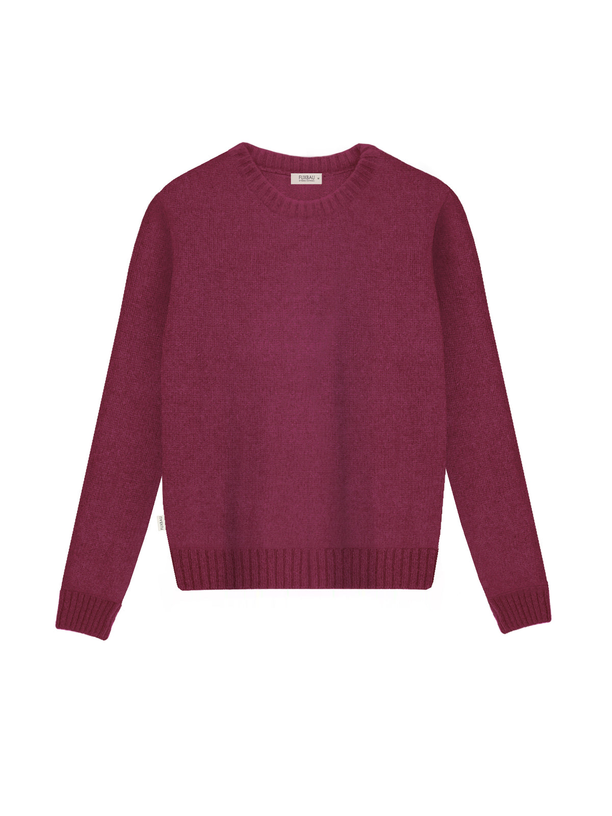 Nachhaltiger FUXBAU Frauen Merino Strickpullover in bordeaux aus 100% Merinowolle und fair hergestellt in Deutschland