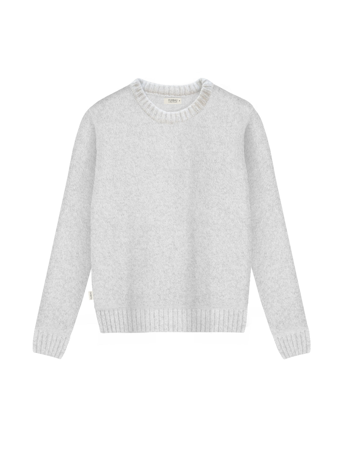 Nachhaltiger Frauen Merino Strickpullover in graumeliert aus 100% Merinowolle und fair in Deutschland hergestellt