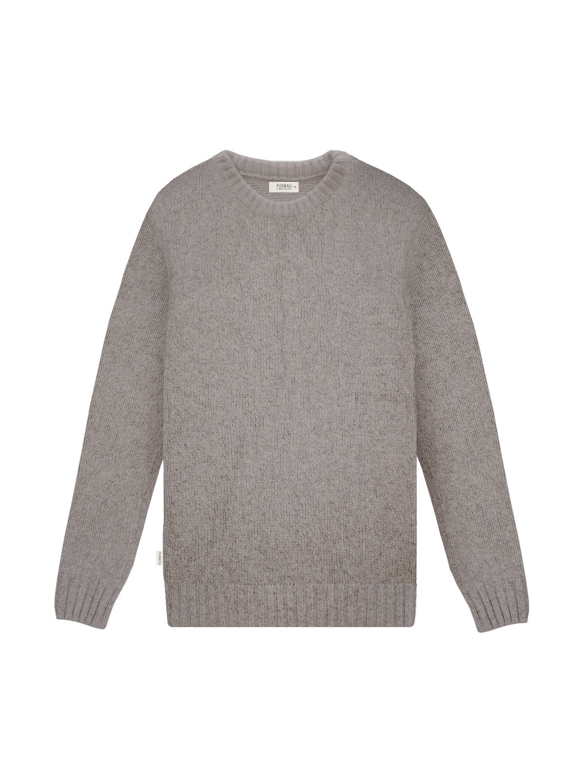 FUXBAU Merino Strickpullover für Männer in braunmeliert – hochwertiger Rundhals-Pullover aus 100 % Merinowolle, fair gefertigt in Deutschland