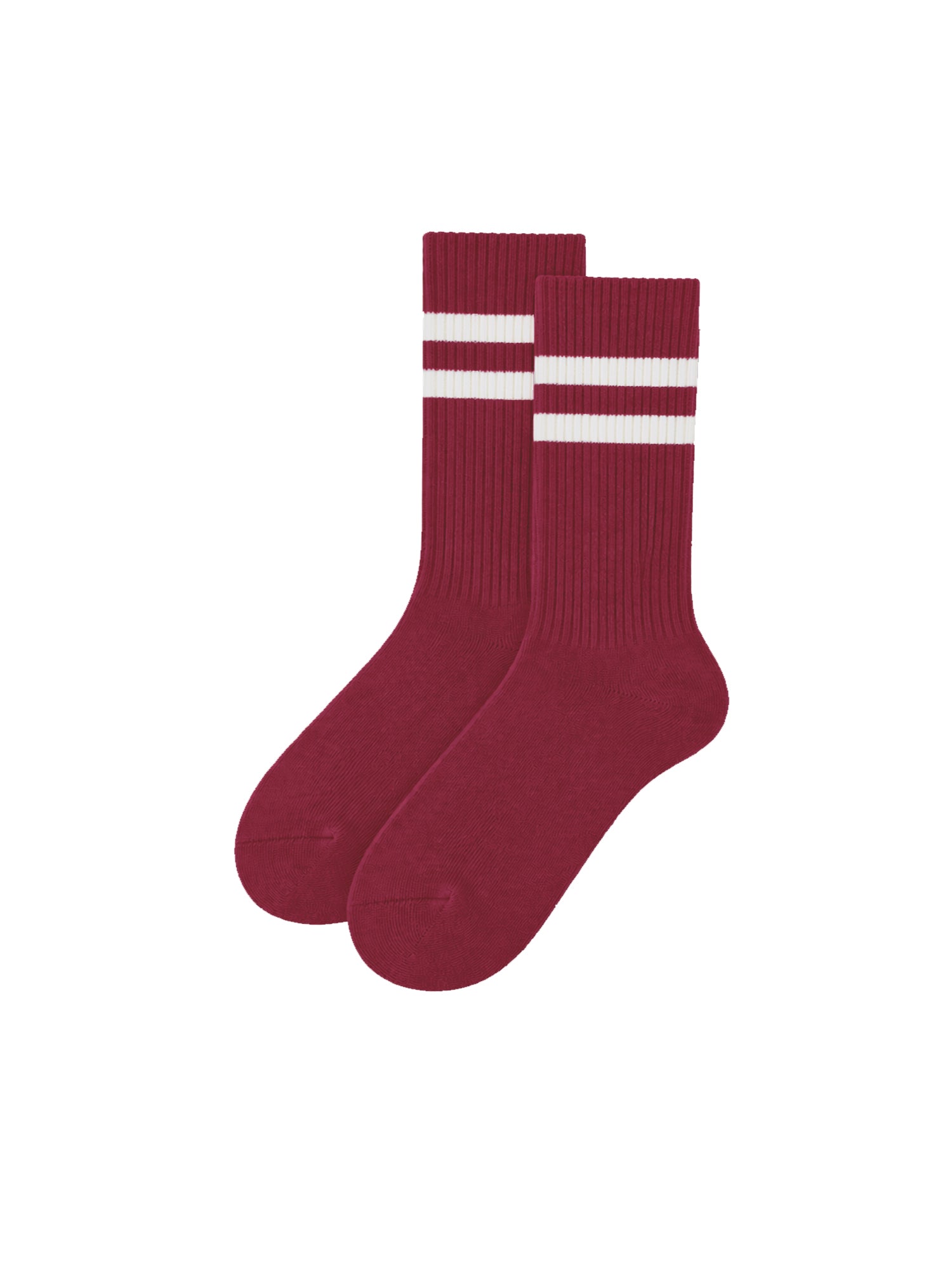 Nachhaltige Retro Tennissocken in bordeaux creme von FUXBAU aus Biobaumwolle, GOTS und fait hergestellt in Portugal