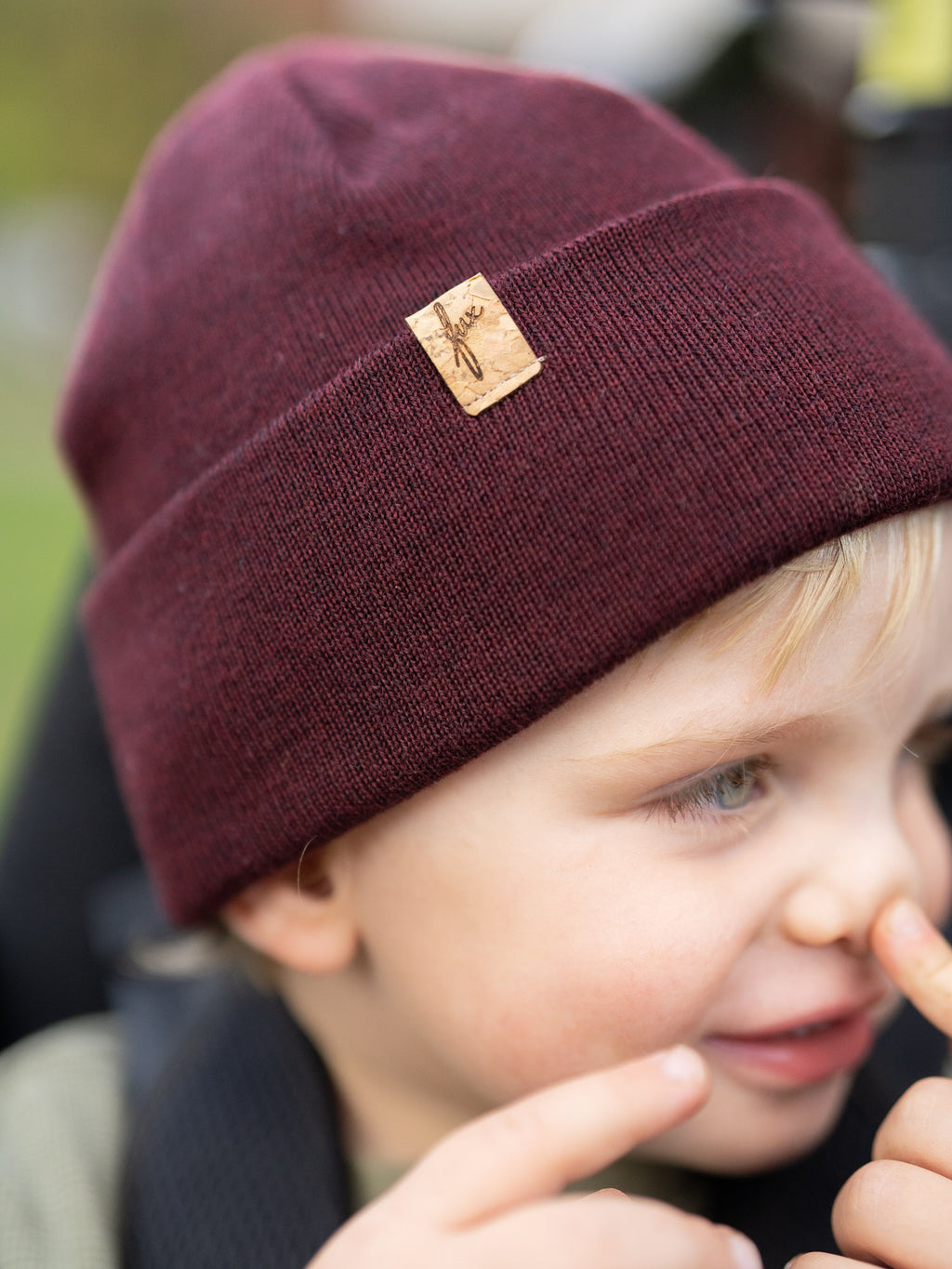 Kinder Merino Kork Beanie - bordeaux