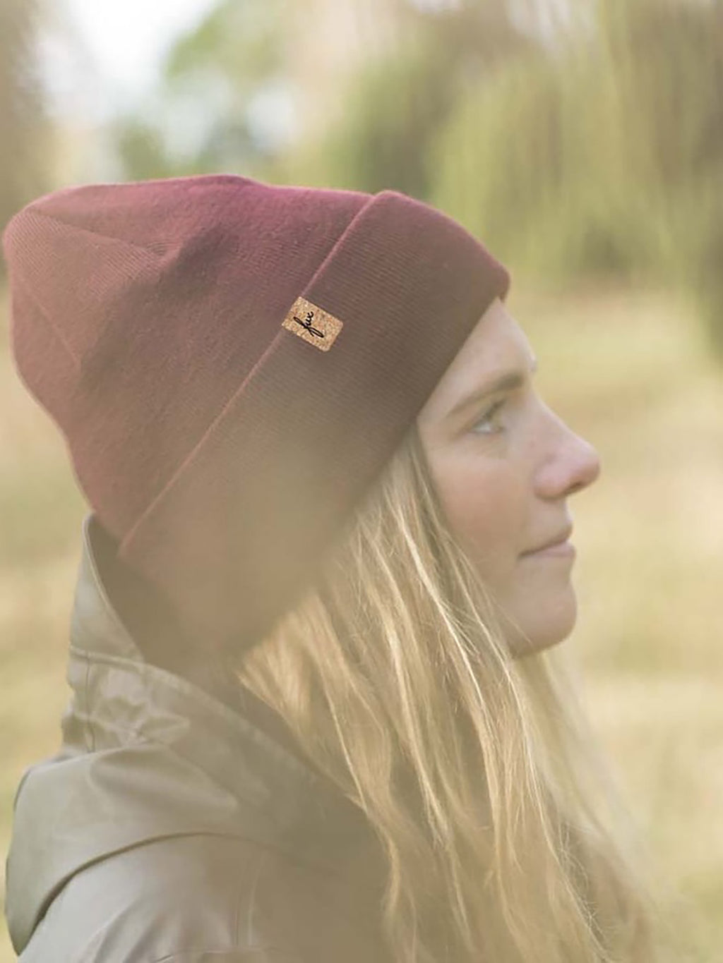 Merino Kork Beanie - bordeaux