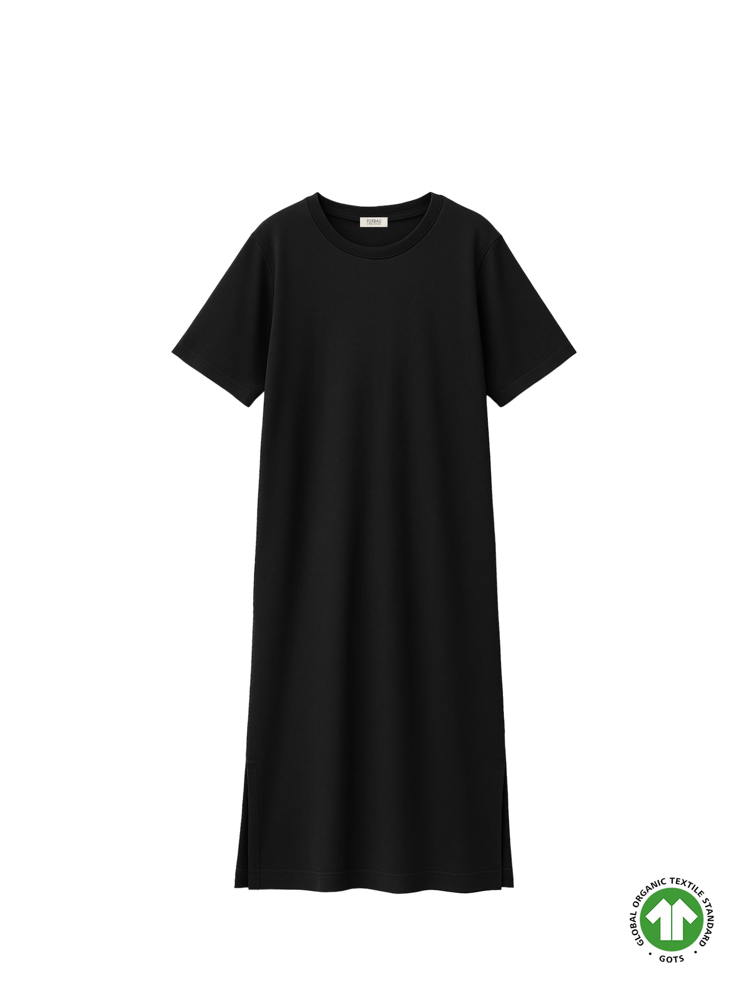 Nachhaltiges Frauen Midikleid in schwarz aus 100% GOTS zertifizierter Biobaumwolle und fair in Portugal hergestellt.