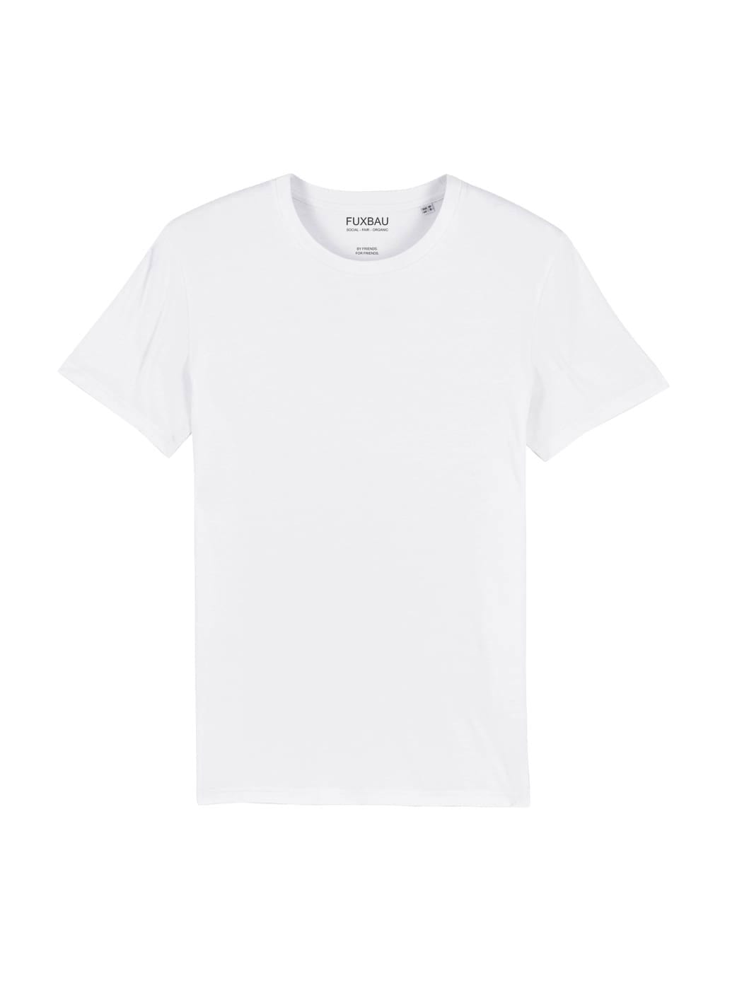 Nachhaltiges Fair Fashion Unisex Standard Basic T-Shirt in weiß von FUXBAU aus 100% GOTS zertifizierter Biobaumwolle.