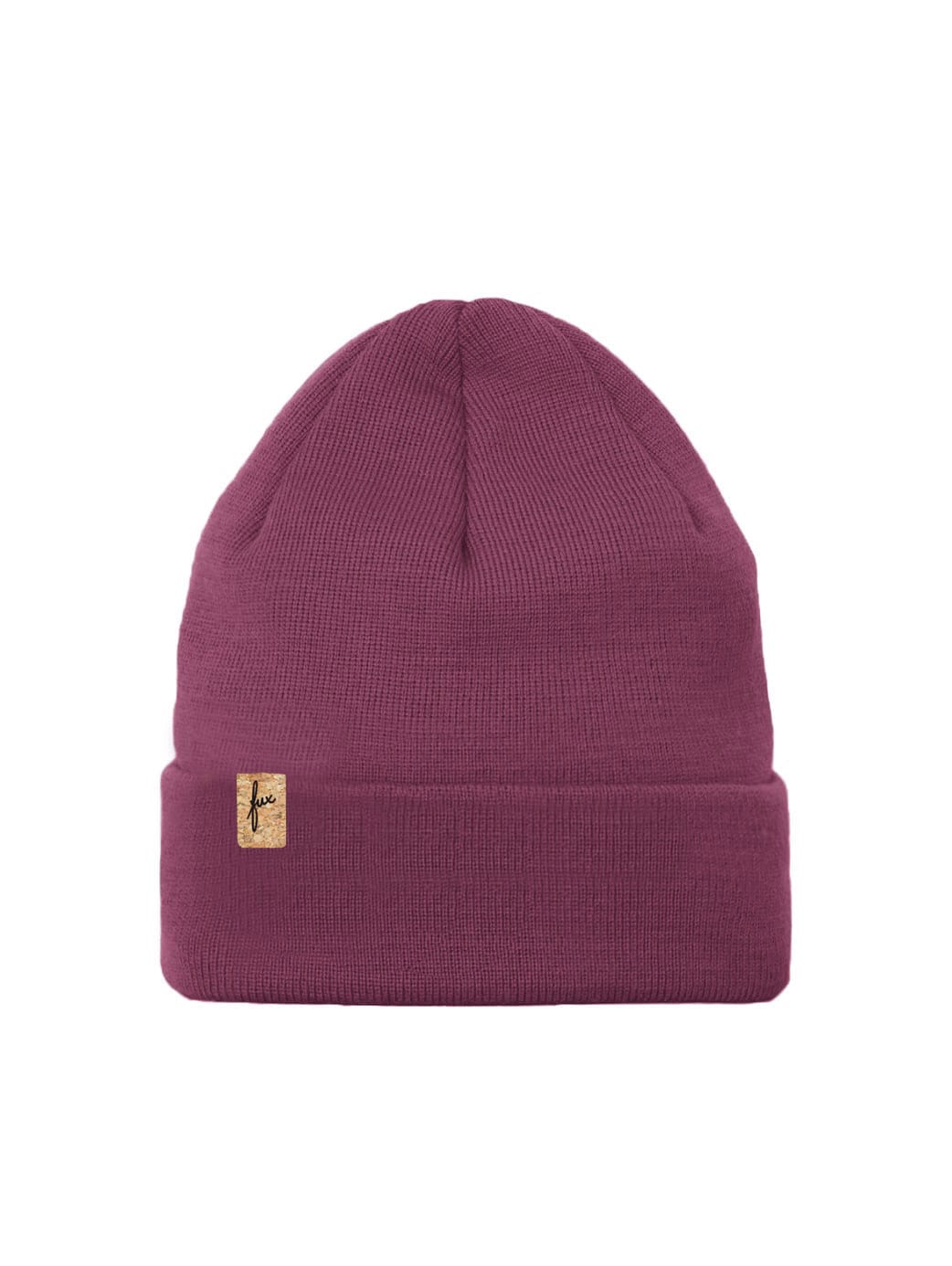 FUXBAU Merino Kork Beanie in himbeere, Made in germany, 100% Merinowolle, Sozial, Fair & Nachhaltig